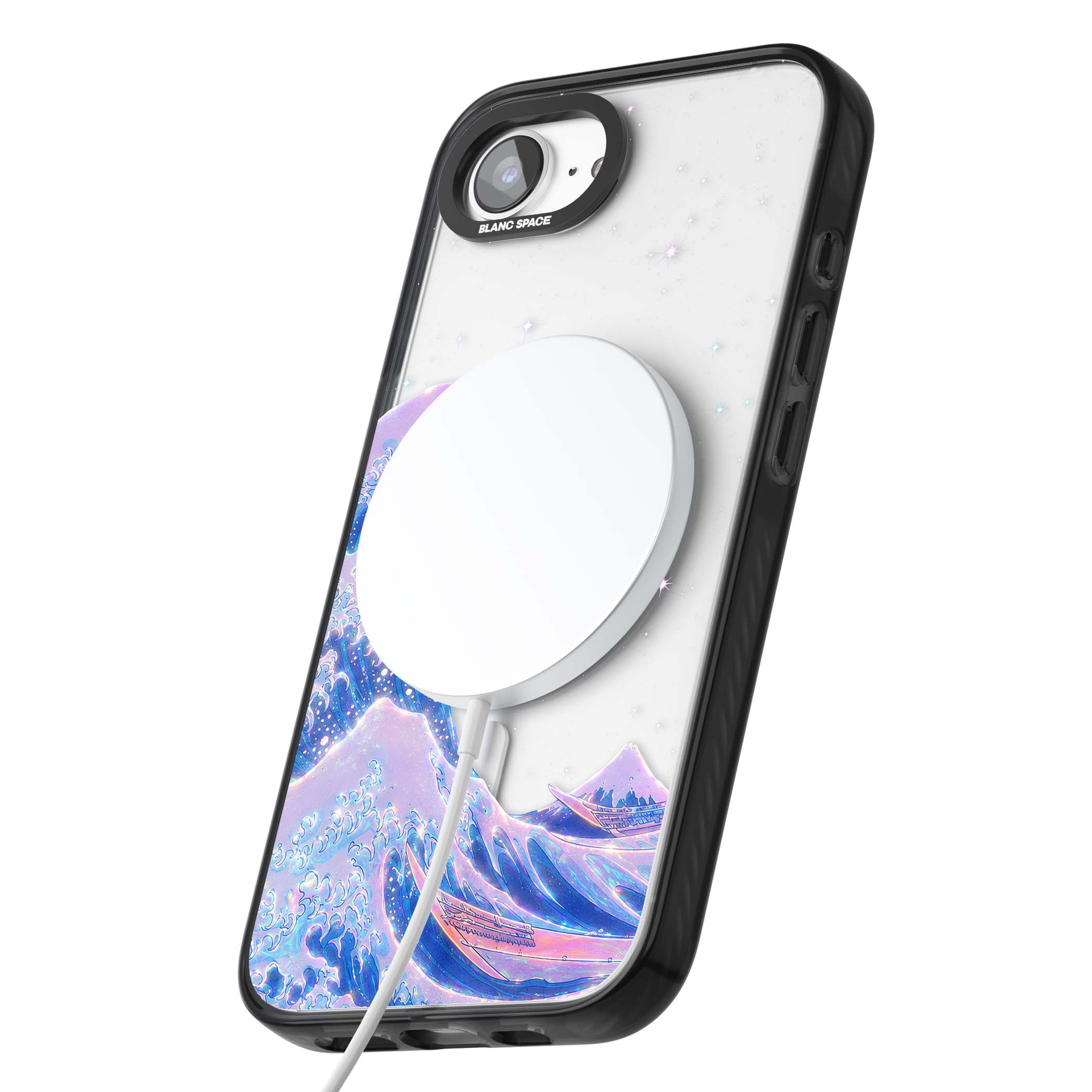 The Great Wave In Opal japanese iPhone case | Black Impact Magsafe case for iPhone 16e, iPhone 17e