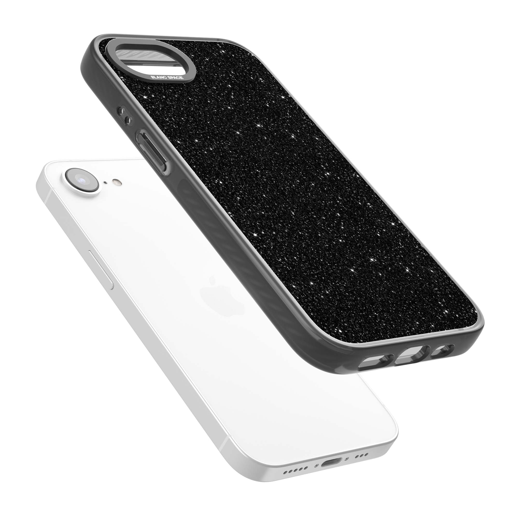 Black Glitter black glitter iPhone case featuring an all-over sparkly shimmer pattern on a jet black base | Black Impact Magsafe case for iPhone 16e, iPhone 17e