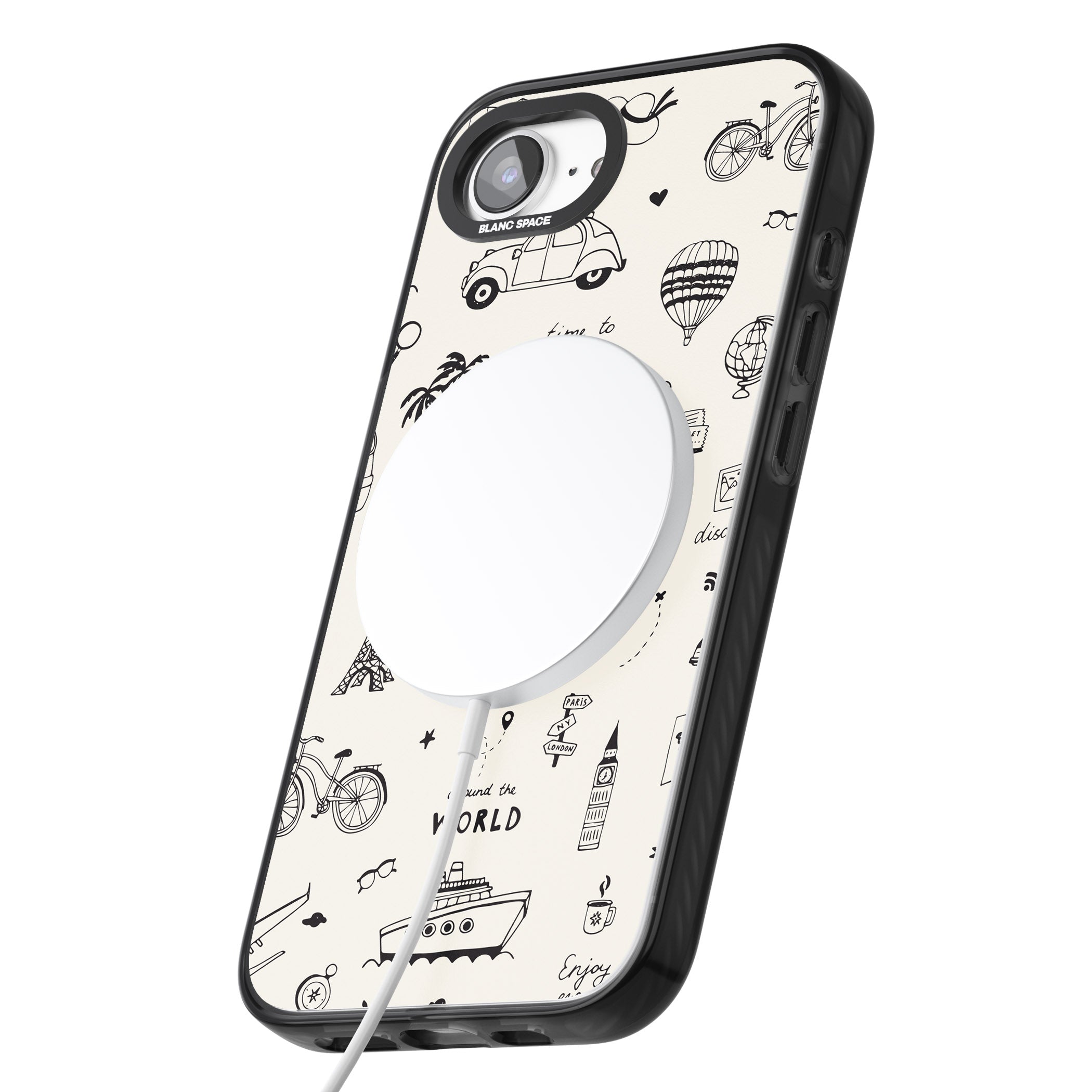 Cute Travel Pattern, White On