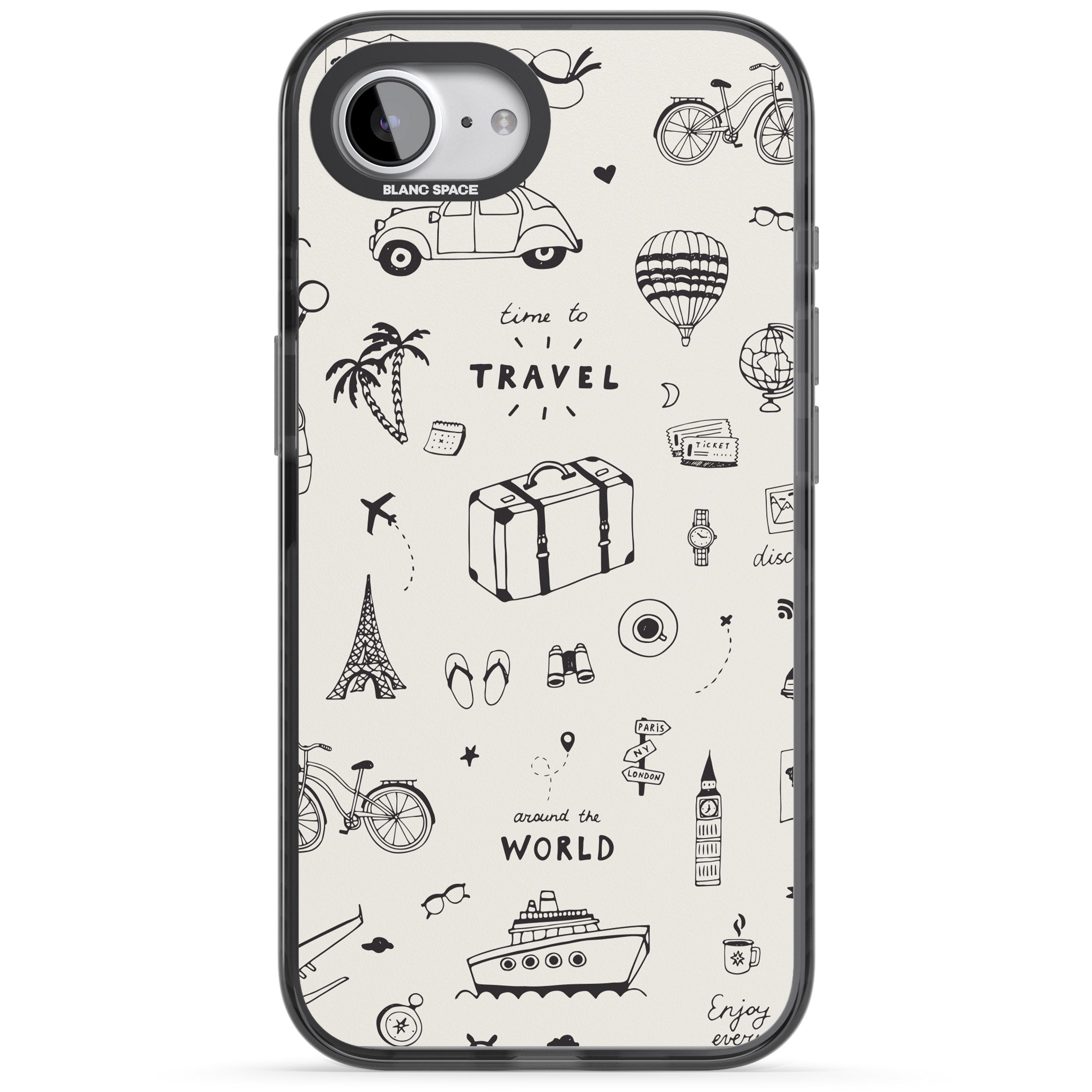 Cute Travel Pattern, White On
