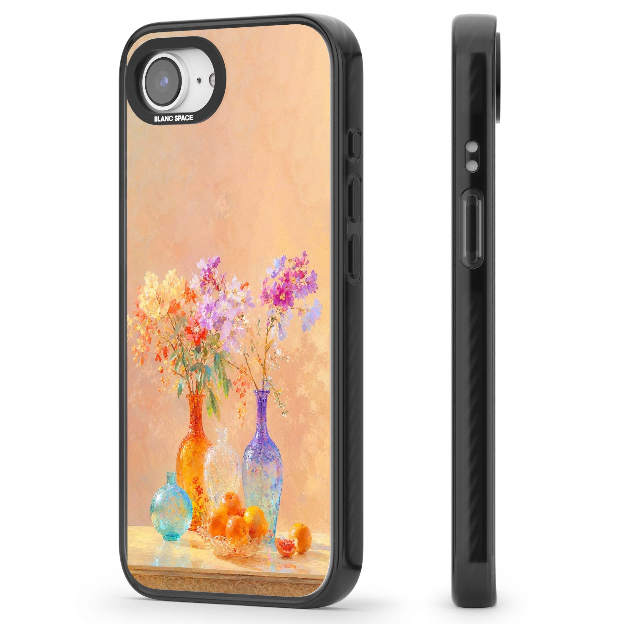 Peach Glass art iPhone case | Black Impact case for iPhone 16e, iPhone 17e
