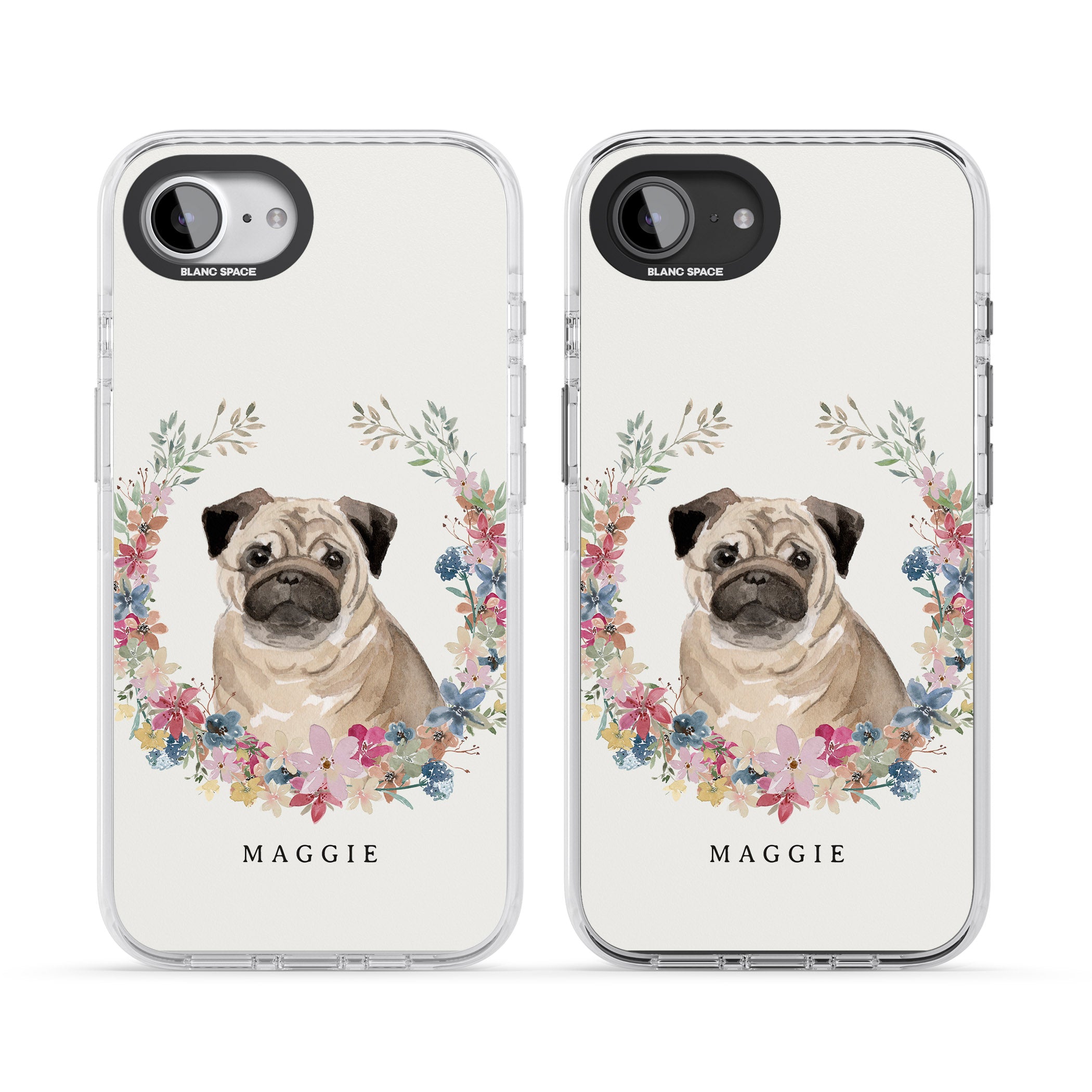 Personalised Pug Floral Portrait