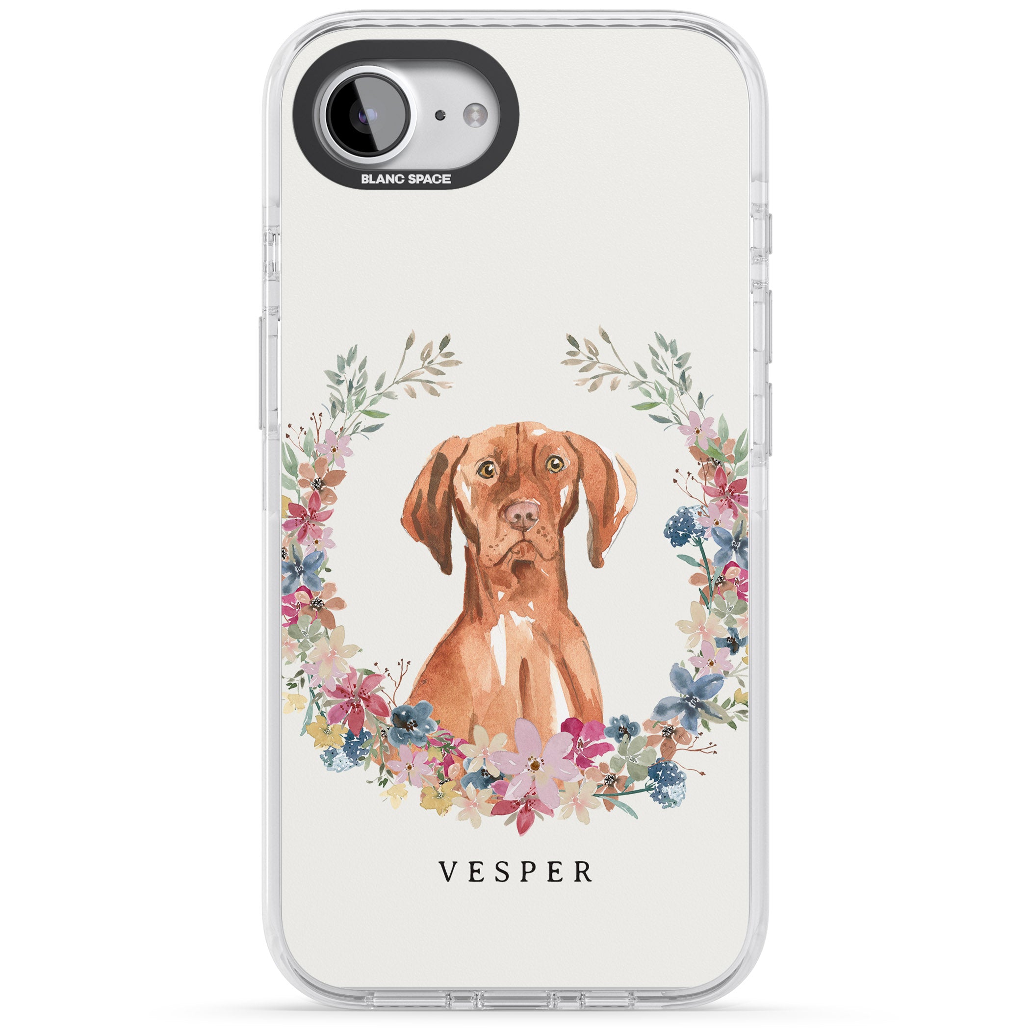 Personalised Hungarian Vizsla Floral Portrait