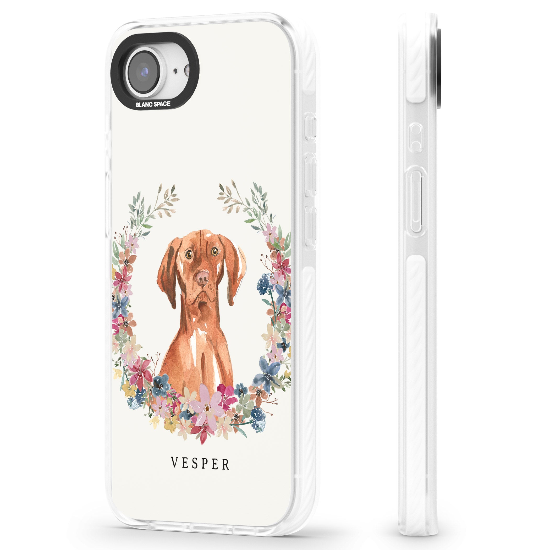 Personalised Hungarian Vizsla Floral Portrait