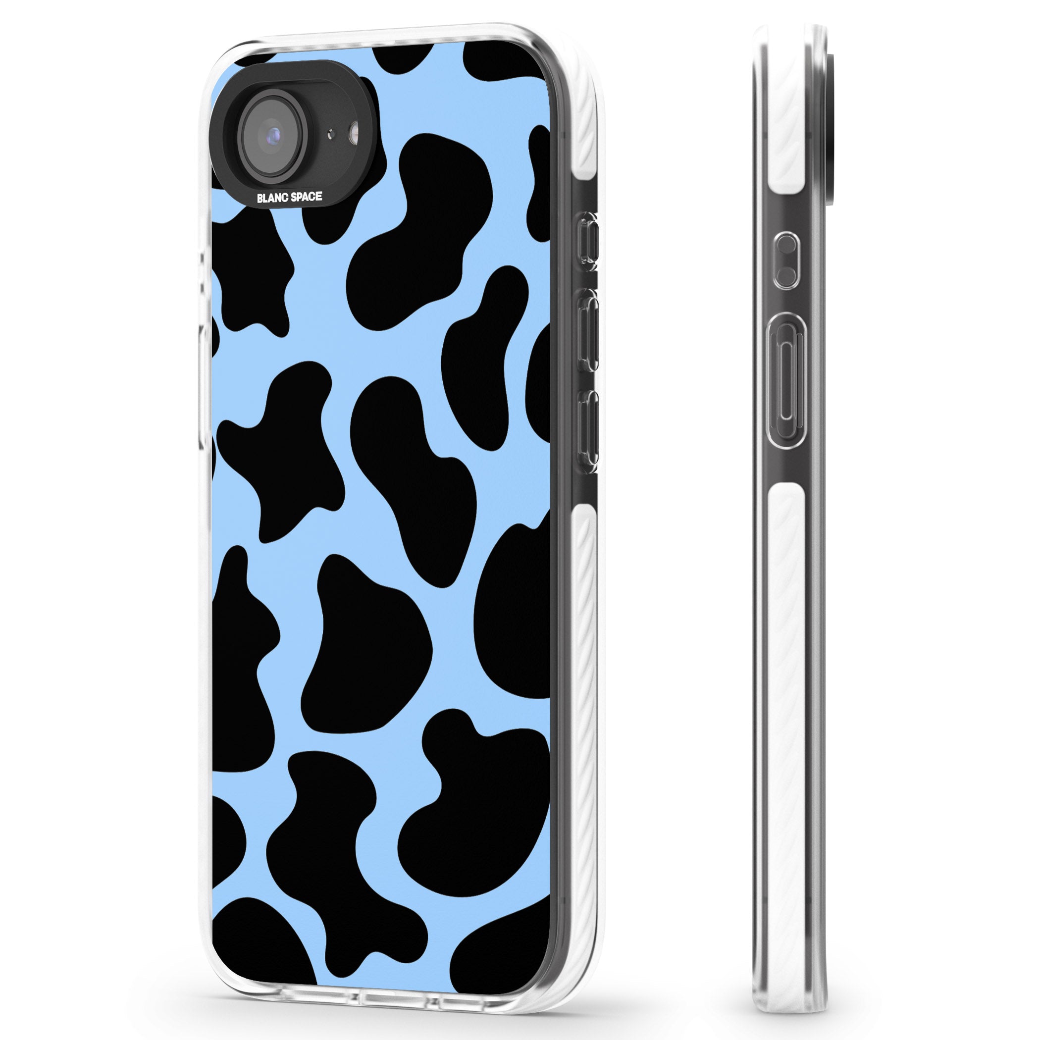 Blue And Black Cow Print