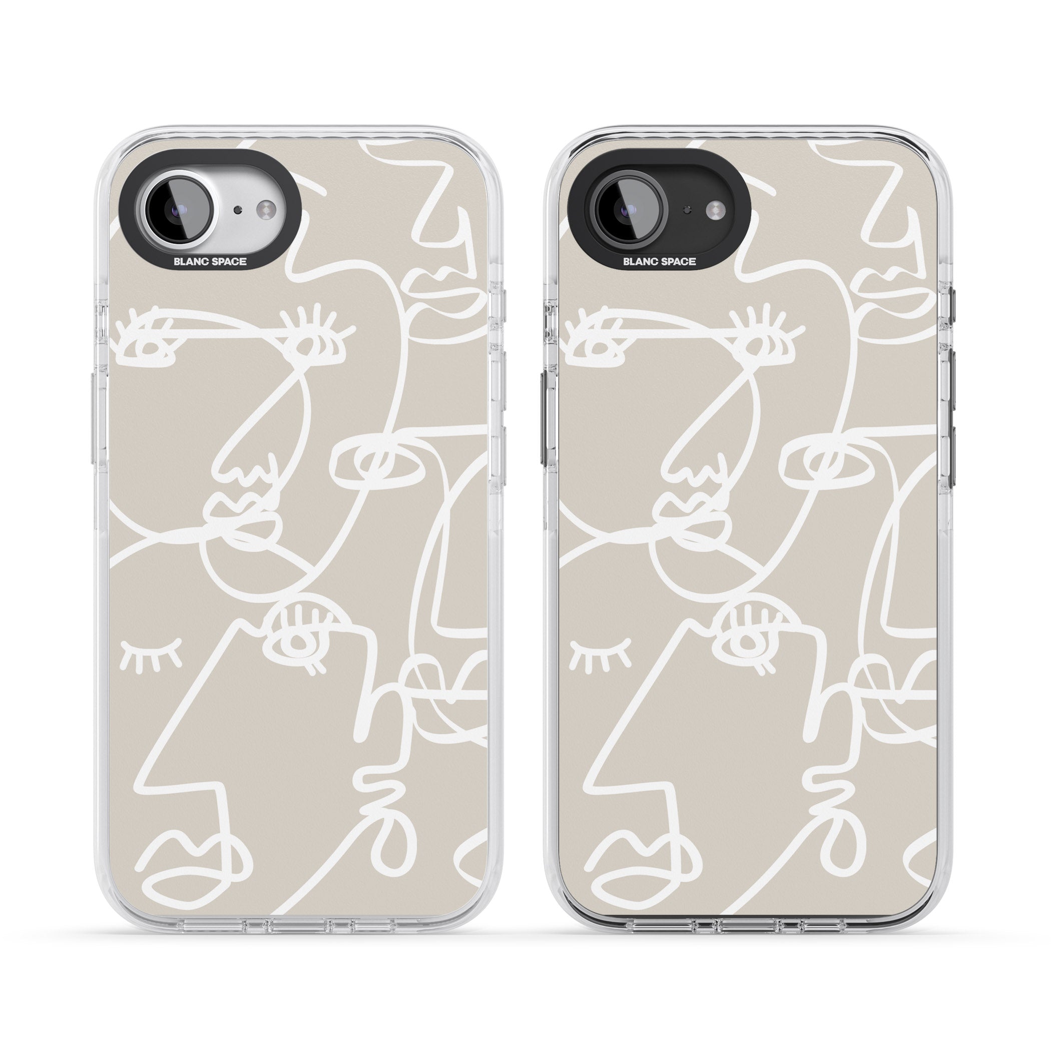 Abstract Line Art White Beige