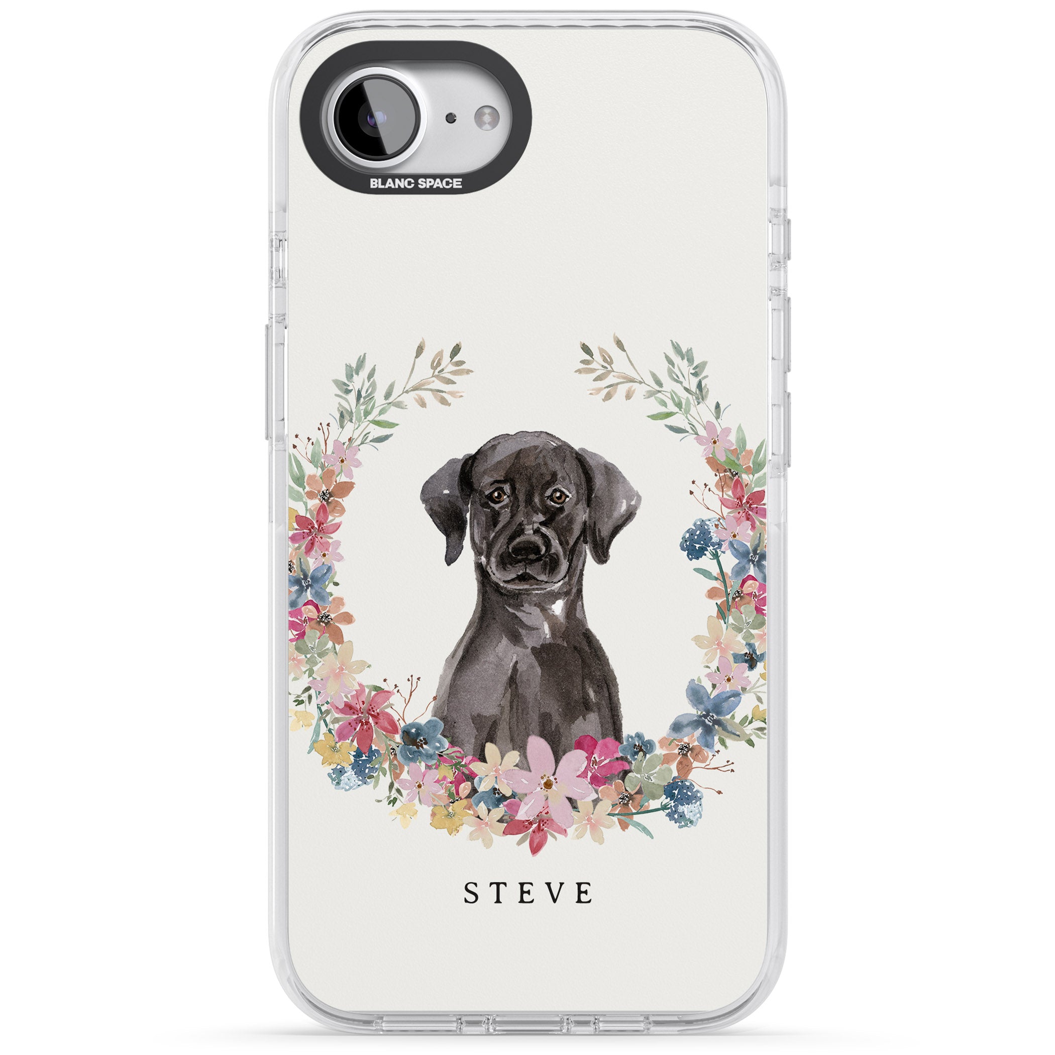 Personalised Black Labrador Floral Portrait