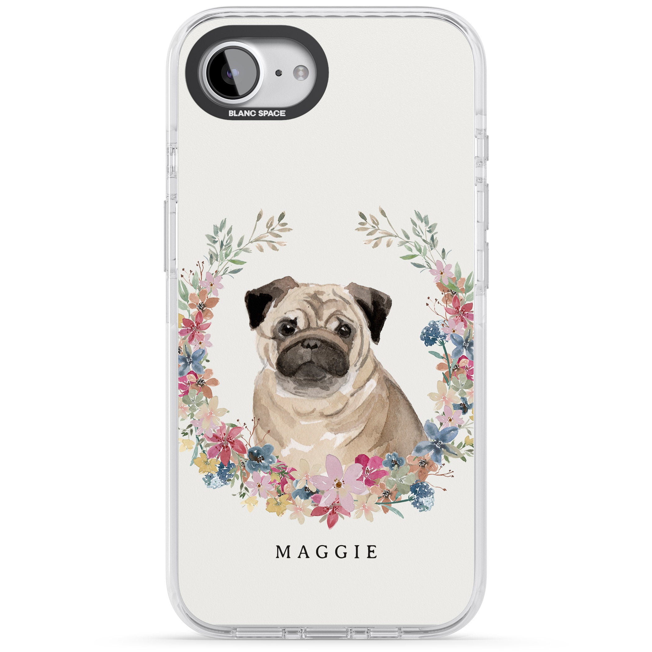 Personalised Pug Floral Portrait