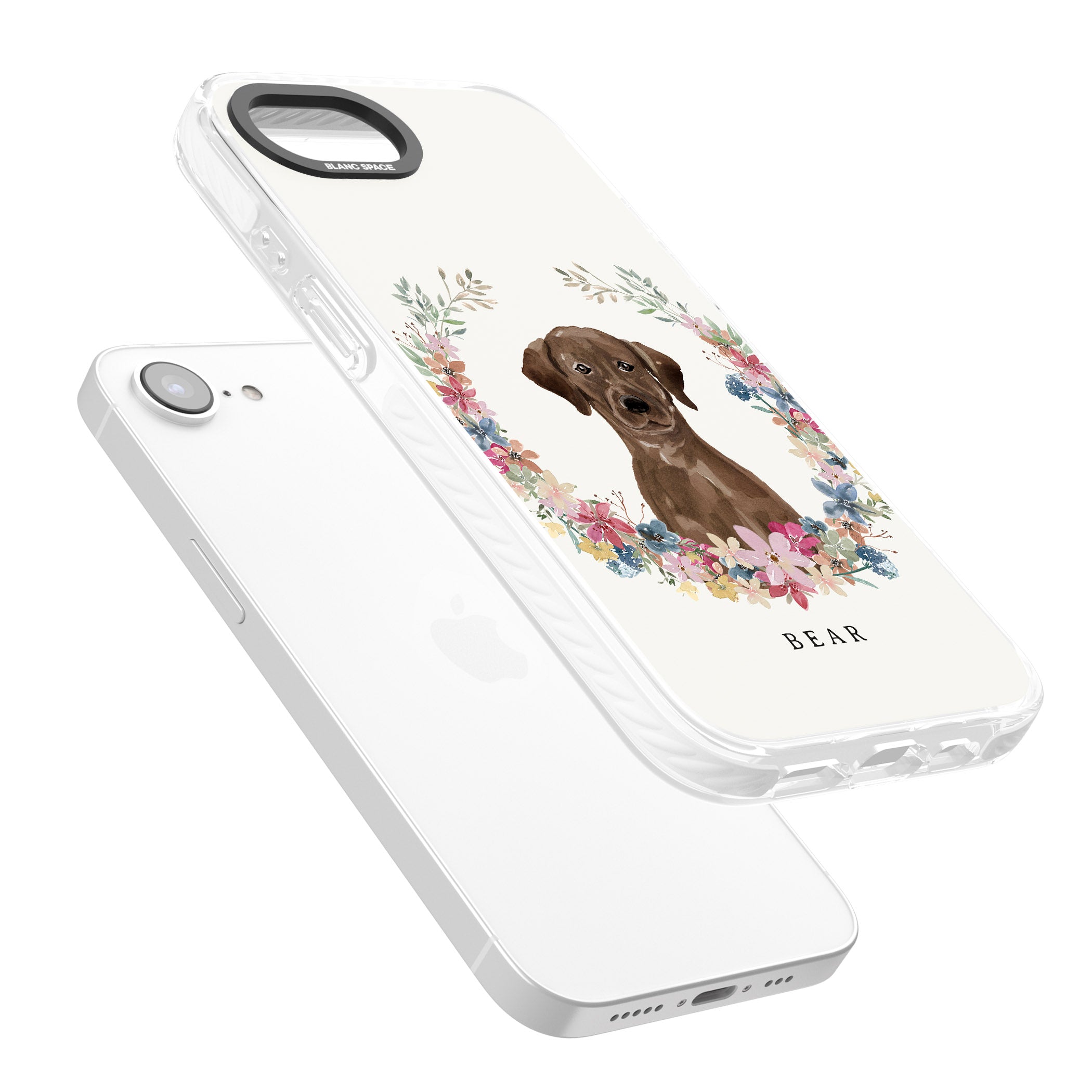 Personalised Chocolate Labrador Floral Portrait