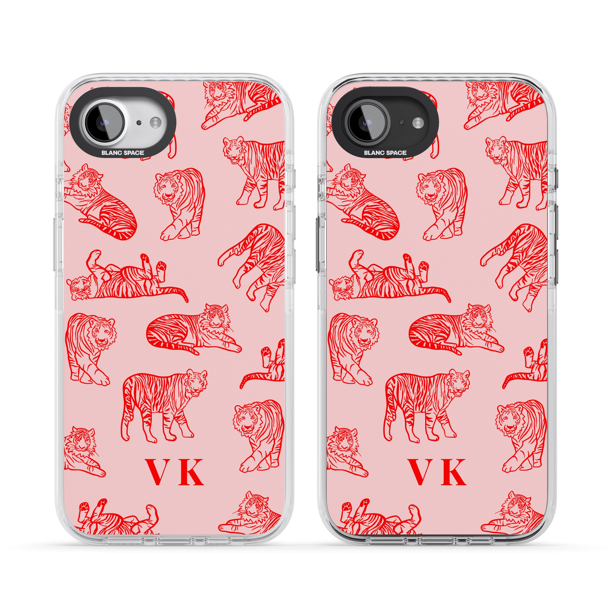 Personalised Red Tiger Outlines On Pink