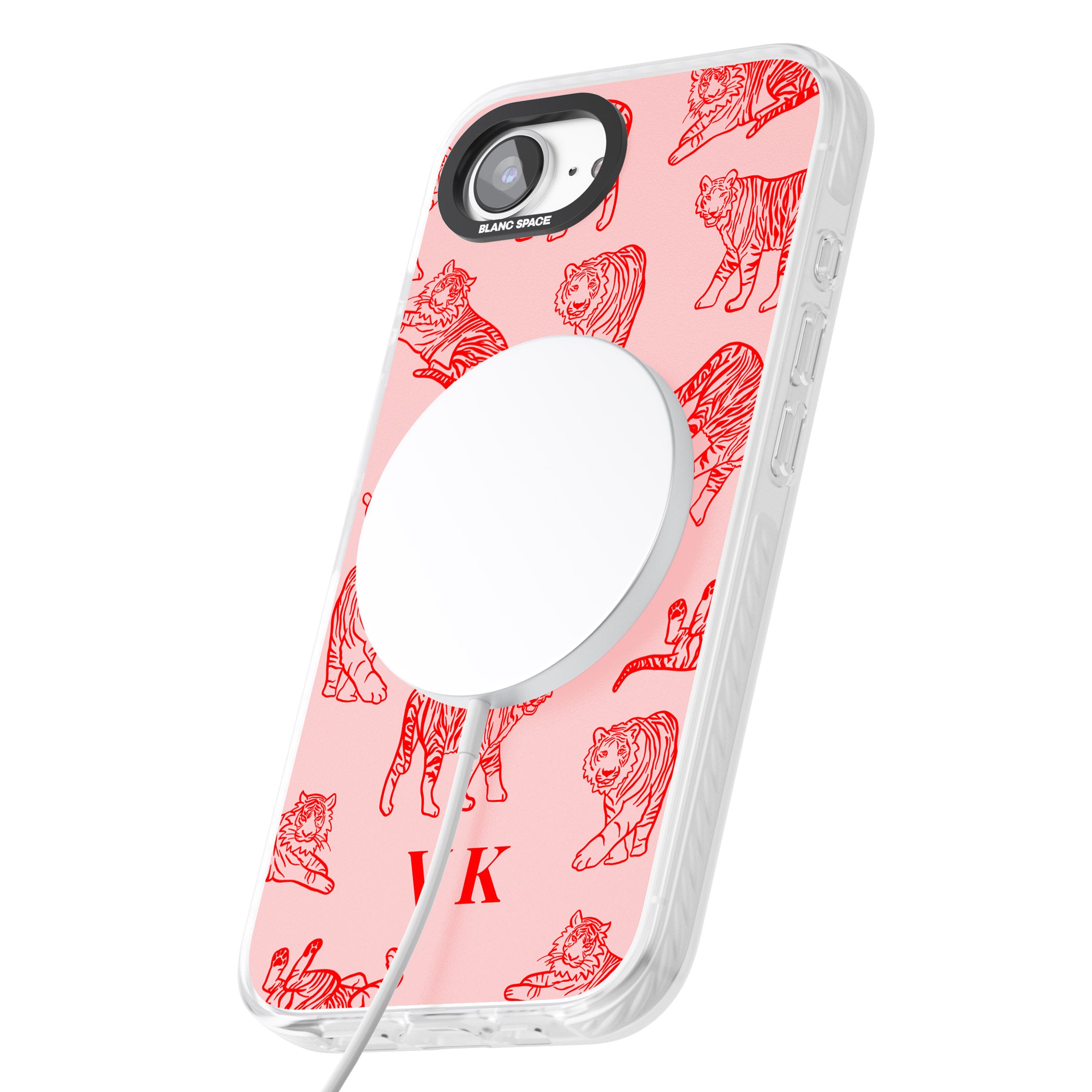 Personalised Red Tiger Outlines On Pink