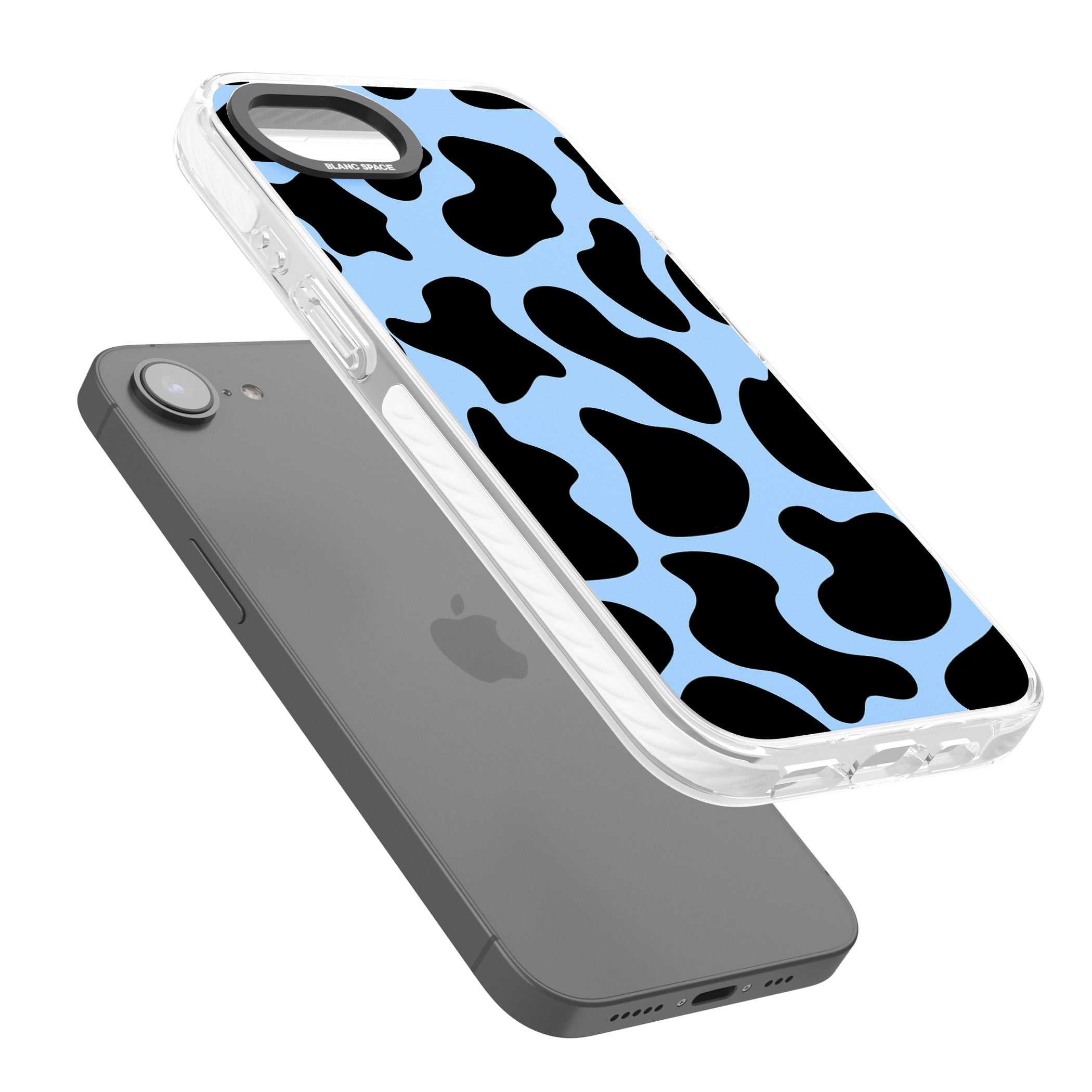 Blue And Black Cow Print