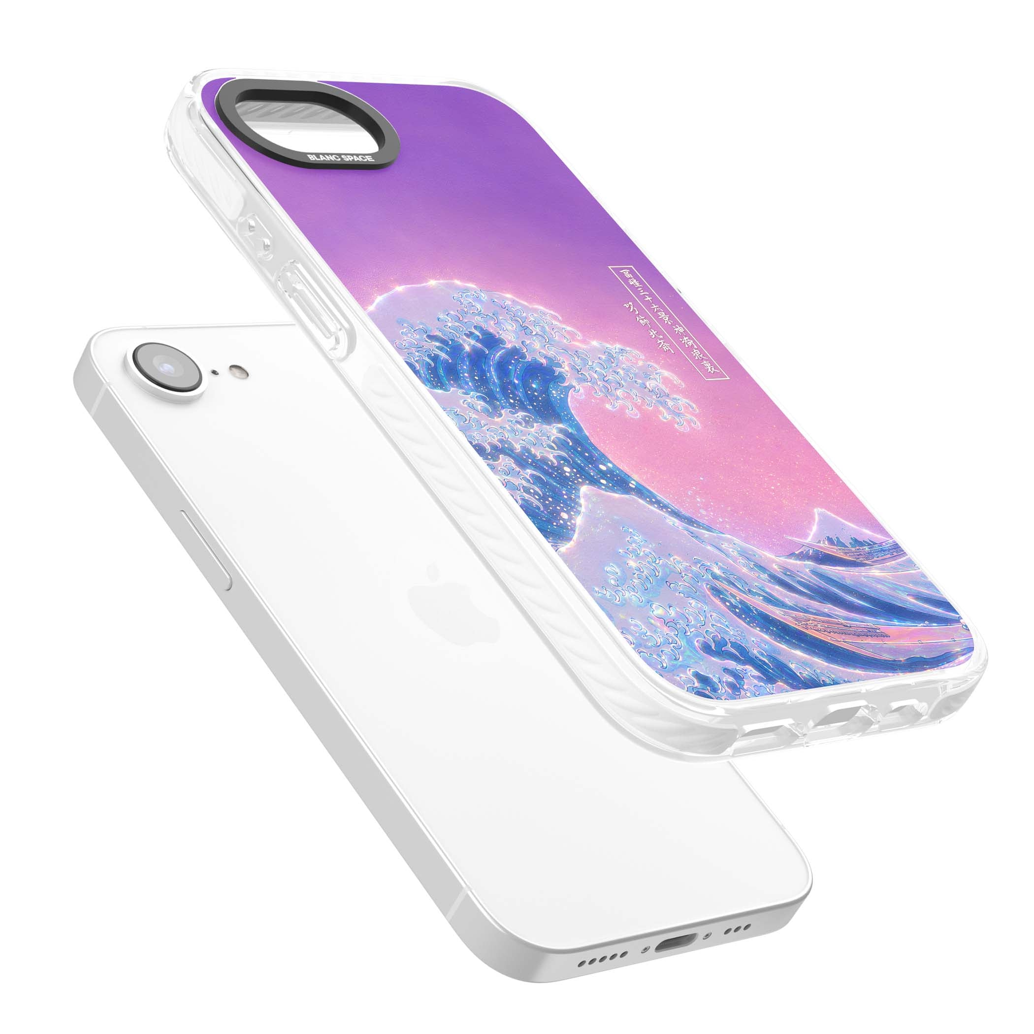 The Great Opal Wave Japanese iPhone case featuring Hokusai's great wave in iridescent pastels with lilac sky and Mou | Impact Magsafe case for iPhone 16e, iPhone 17e