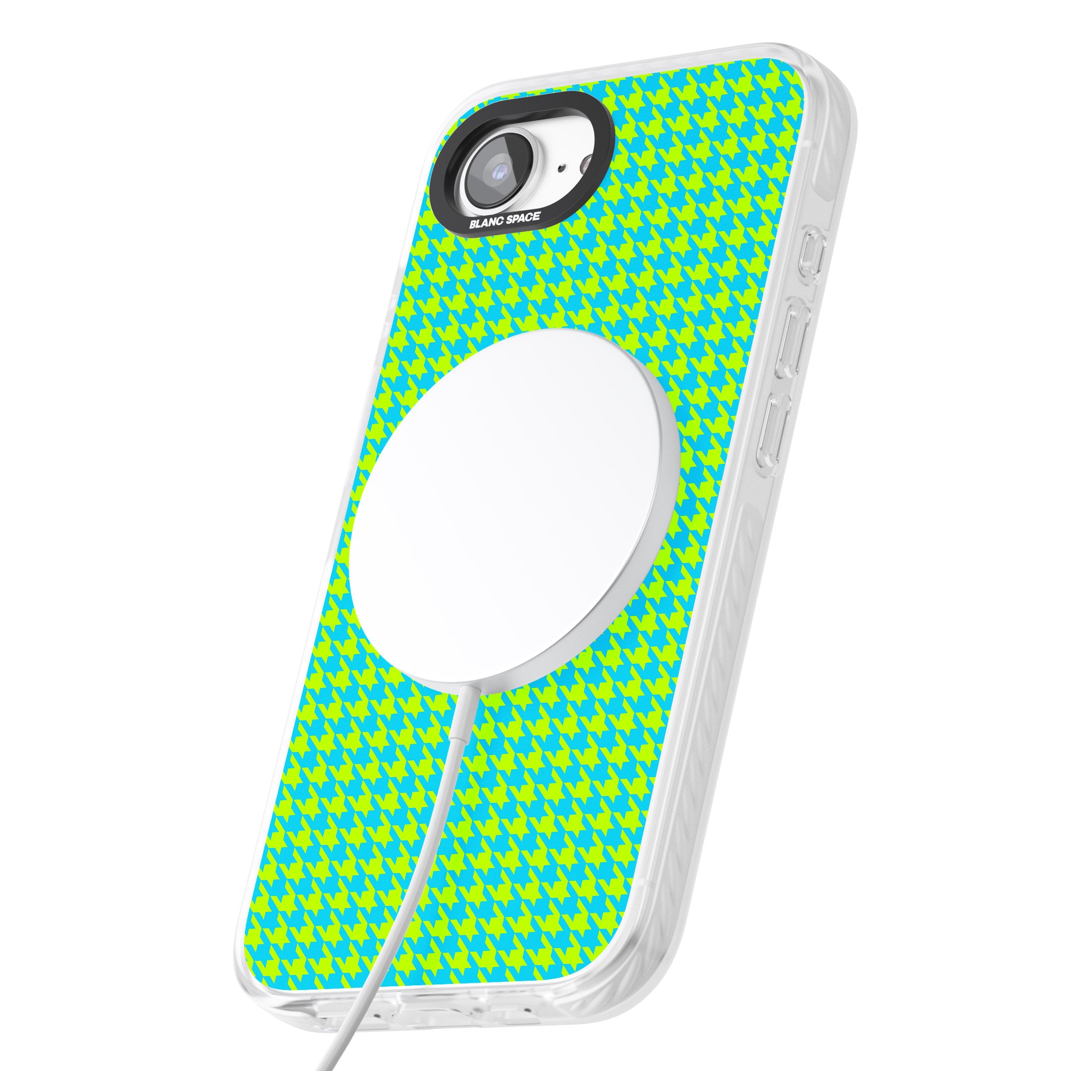 Neon Lime & Turquoise Houndstooth