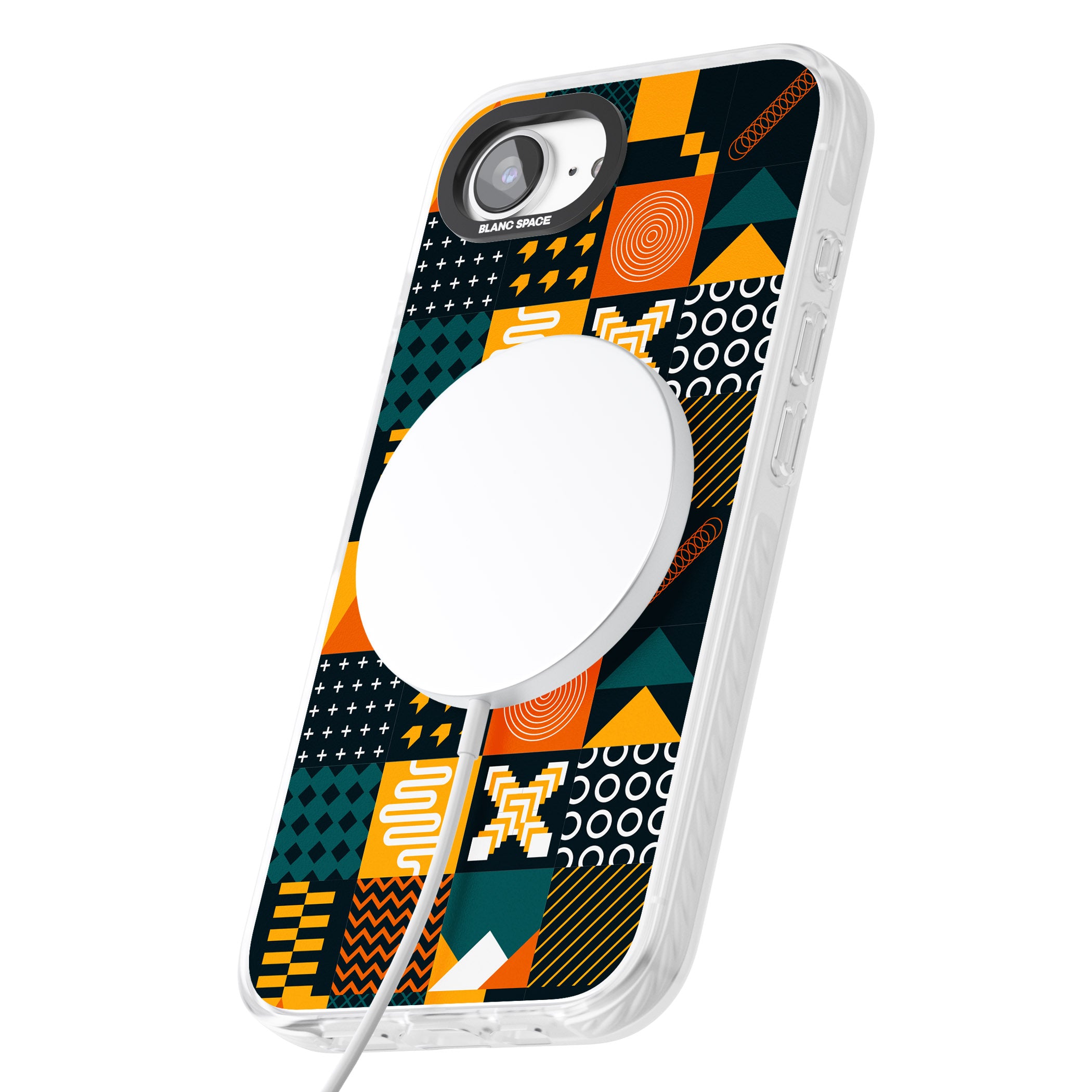 Funky Geometric Patterns: Orange & Dark Green