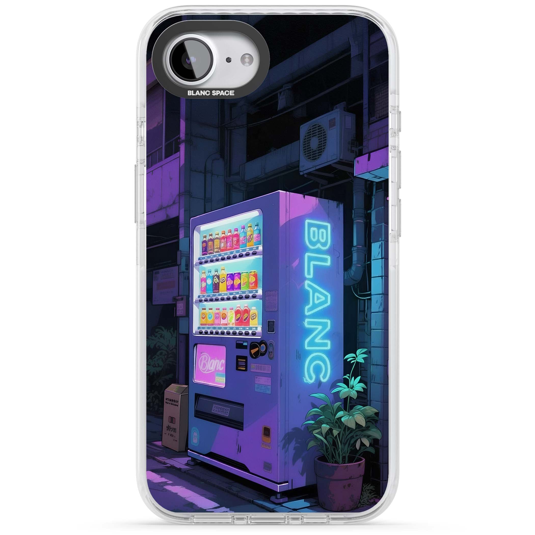Shibuya Glow Japanese iPhone case featuring a glowing Tokyo vending machine, neon signage, and moody purple alleyway | Impact Magsafe case for iPhone 16e, iPhone 17e