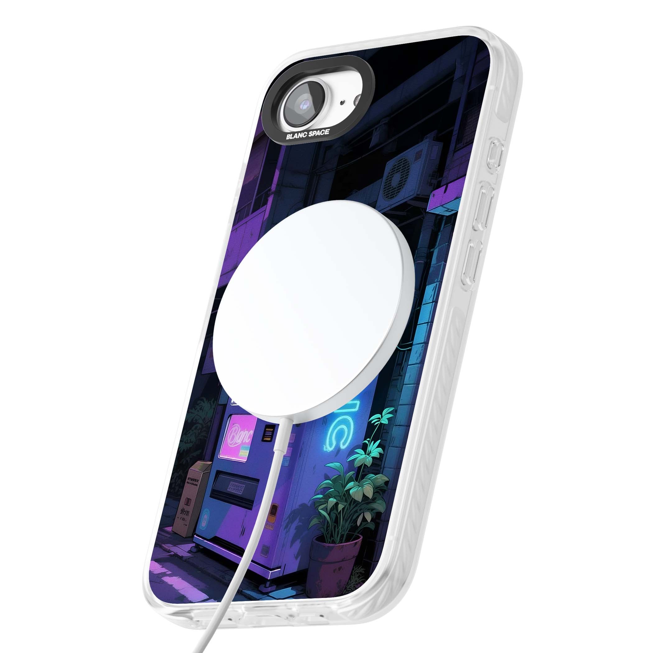 Shibuya Glow Japanese iPhone case featuring a glowing Tokyo vending machine, neon signage, and moody purple alleyway | Impact Magsafe case for iPhone 16e, iPhone 17e
