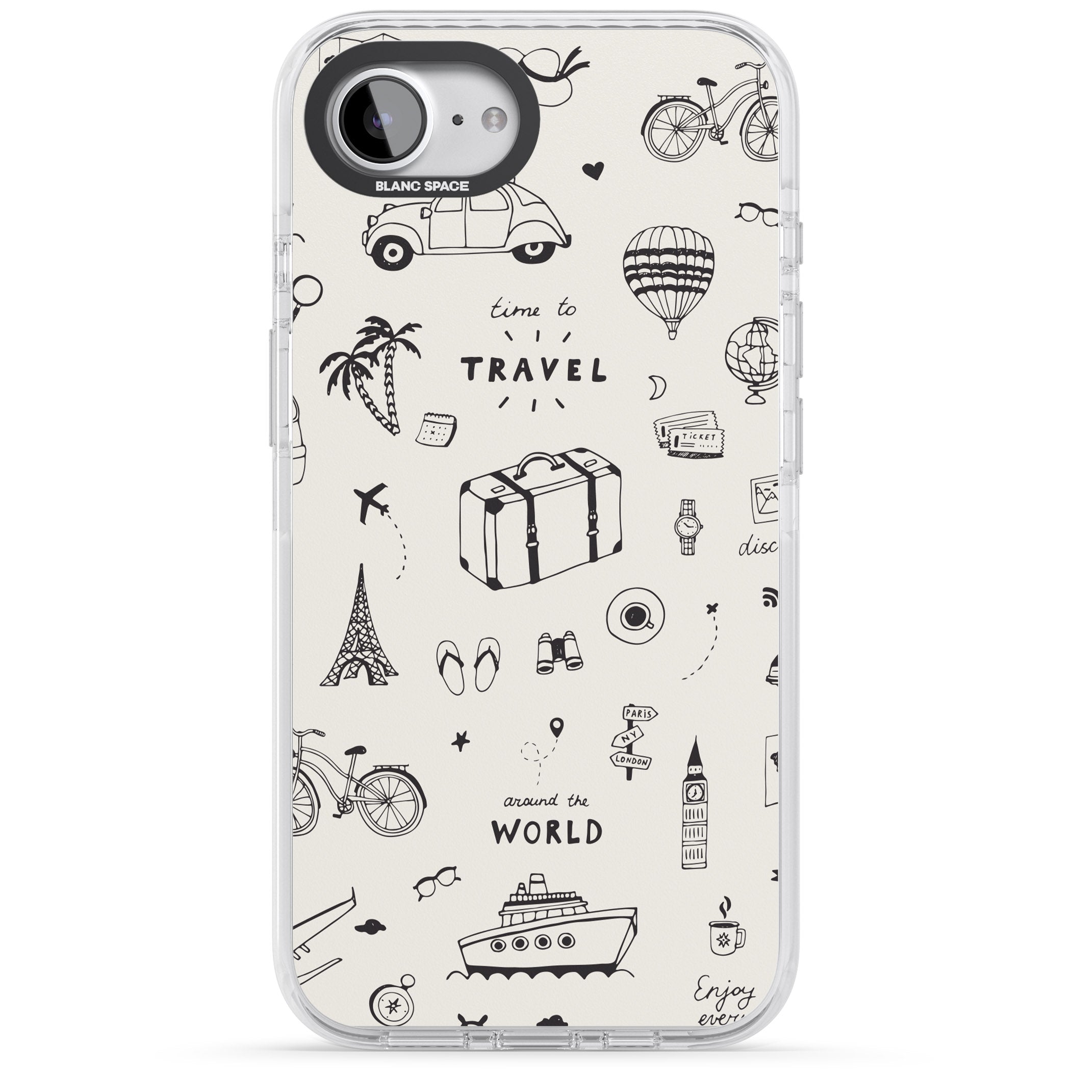 Cute Travel Pattern, White On