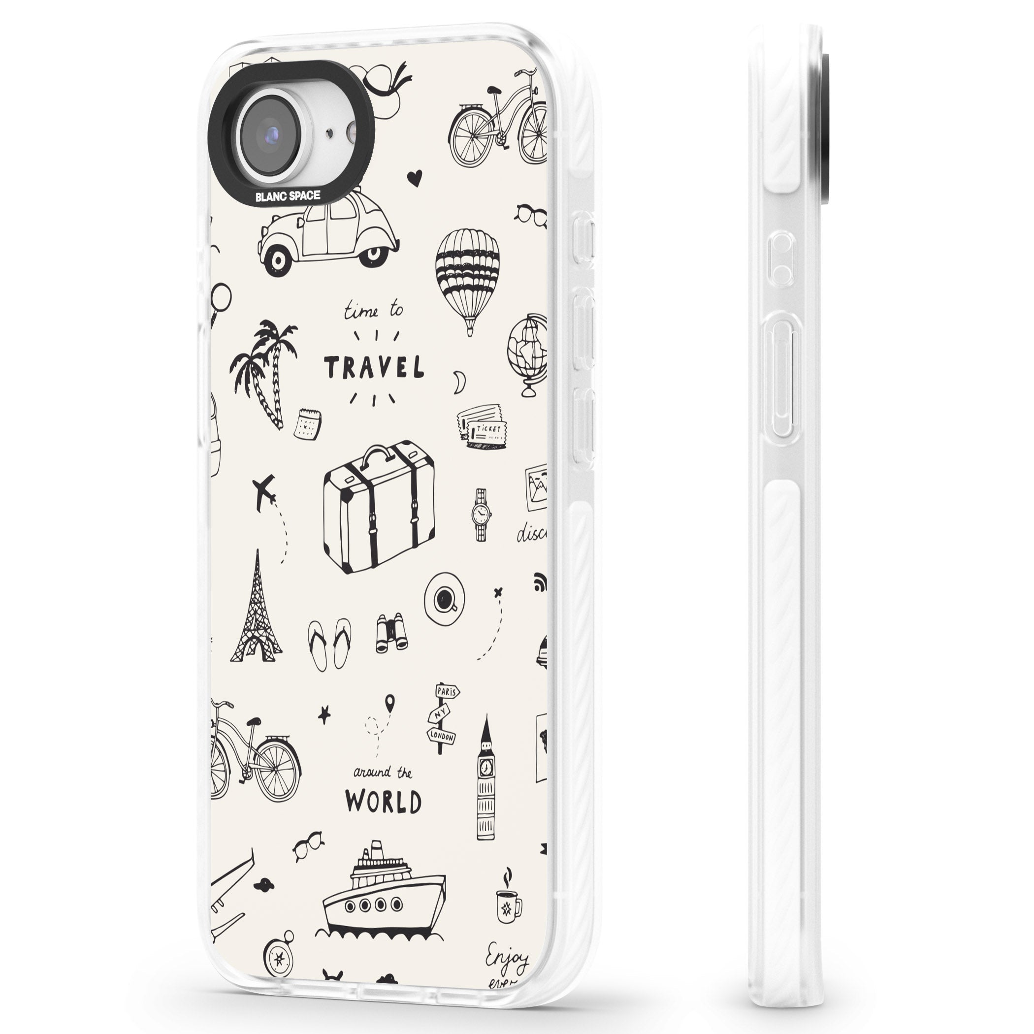 Cute Travel Pattern, White On