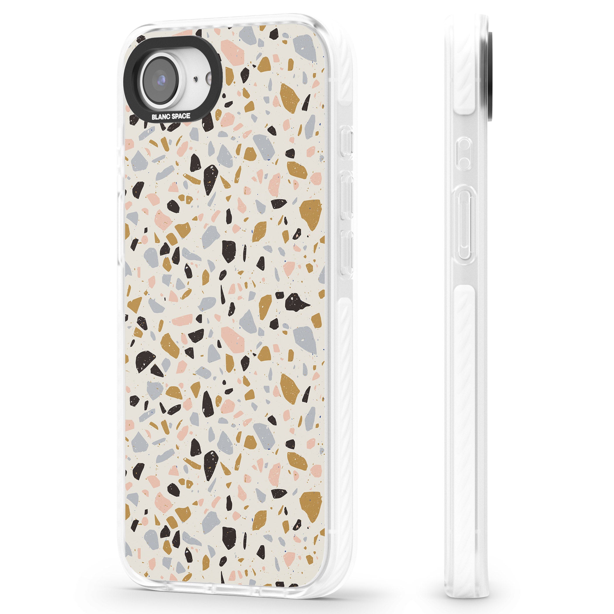 Pale Pink, Blue, & Mocha Terrazzo Pattern