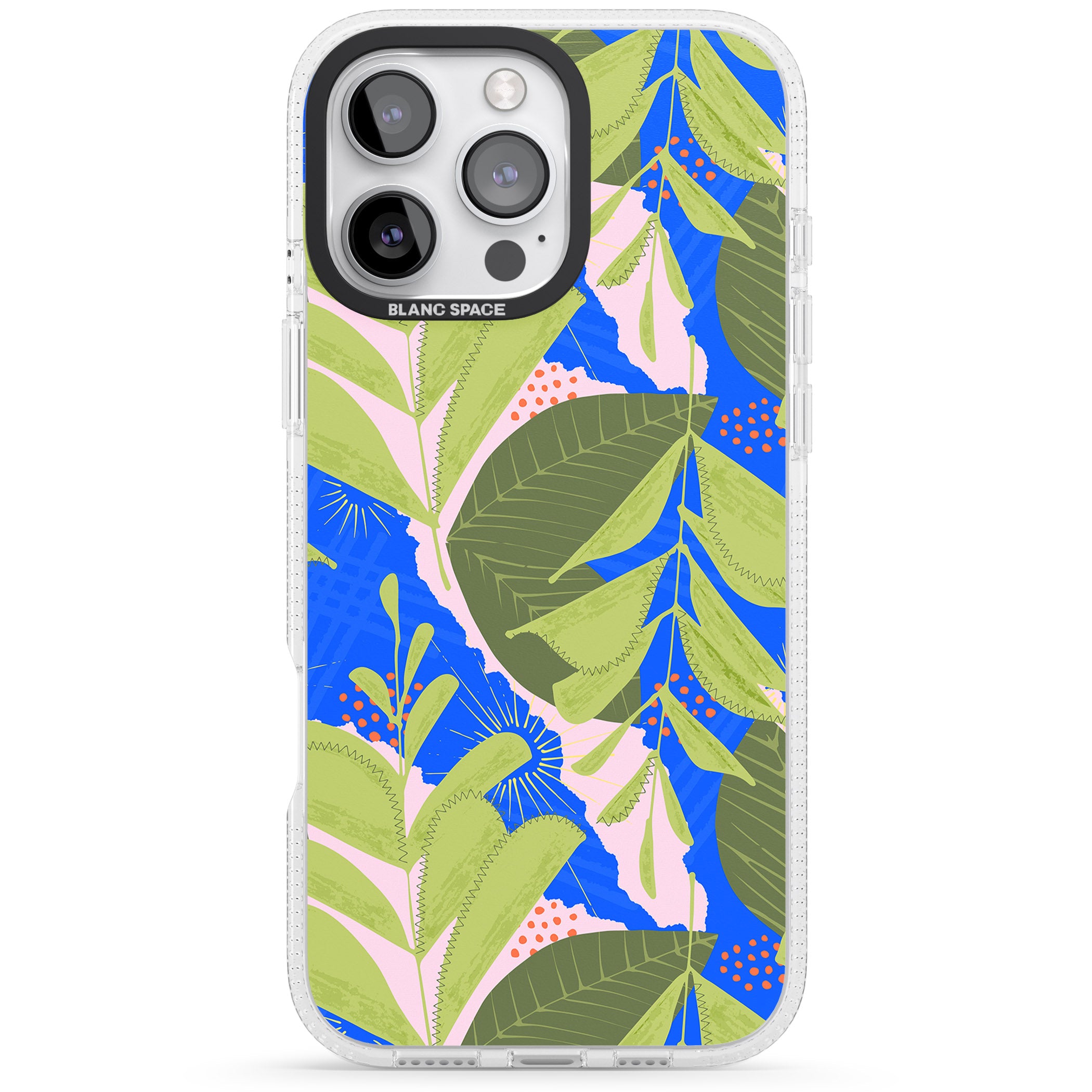 Fern Leaves Abstract Pattern iPhone 16 Pro Max / 16 Pro Clear Case Impact Air - Blanc Space