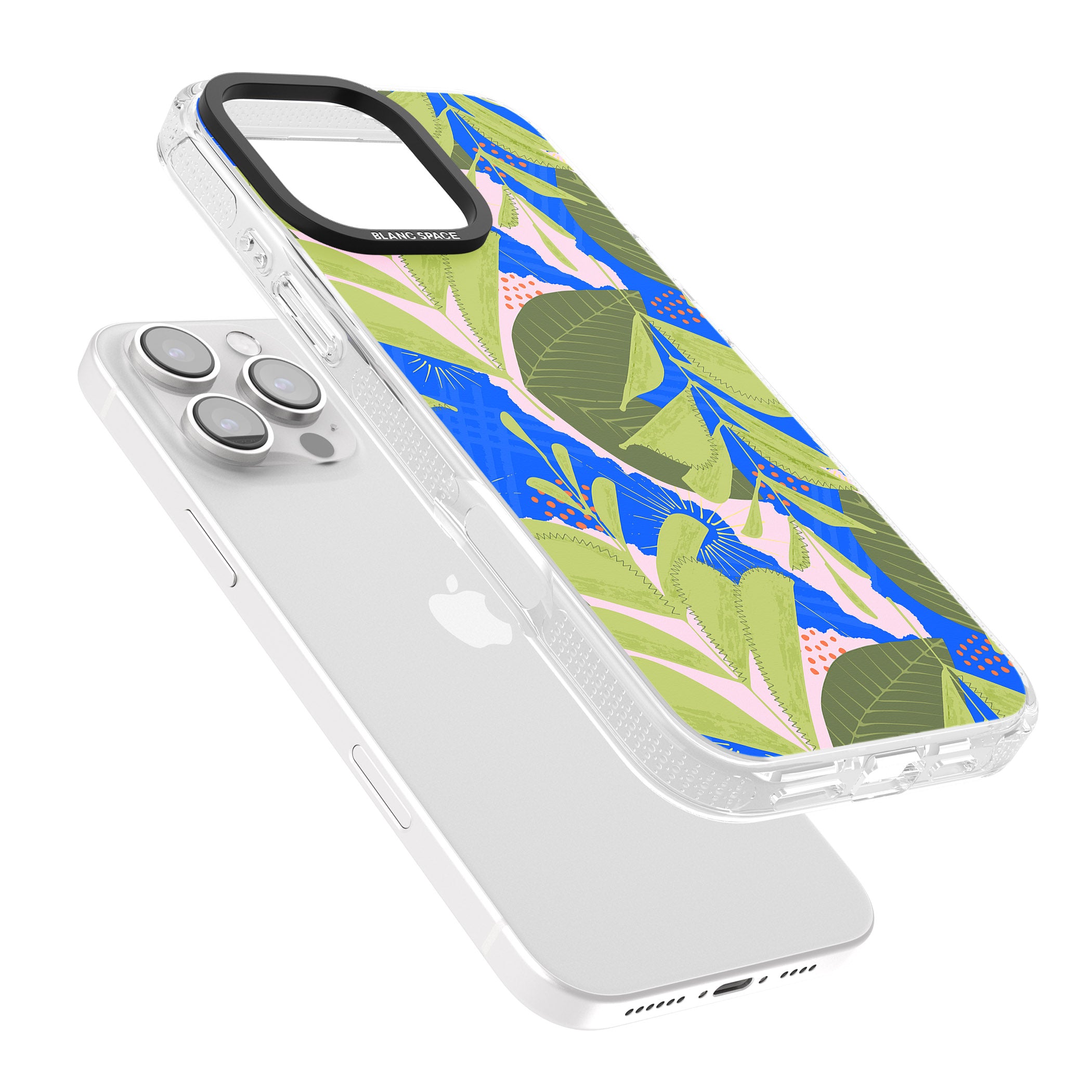 Fern Leaves Abstract Pattern iPhone 16 Pro Max / 16 Pro Clear Case Impact Air - Blanc Space