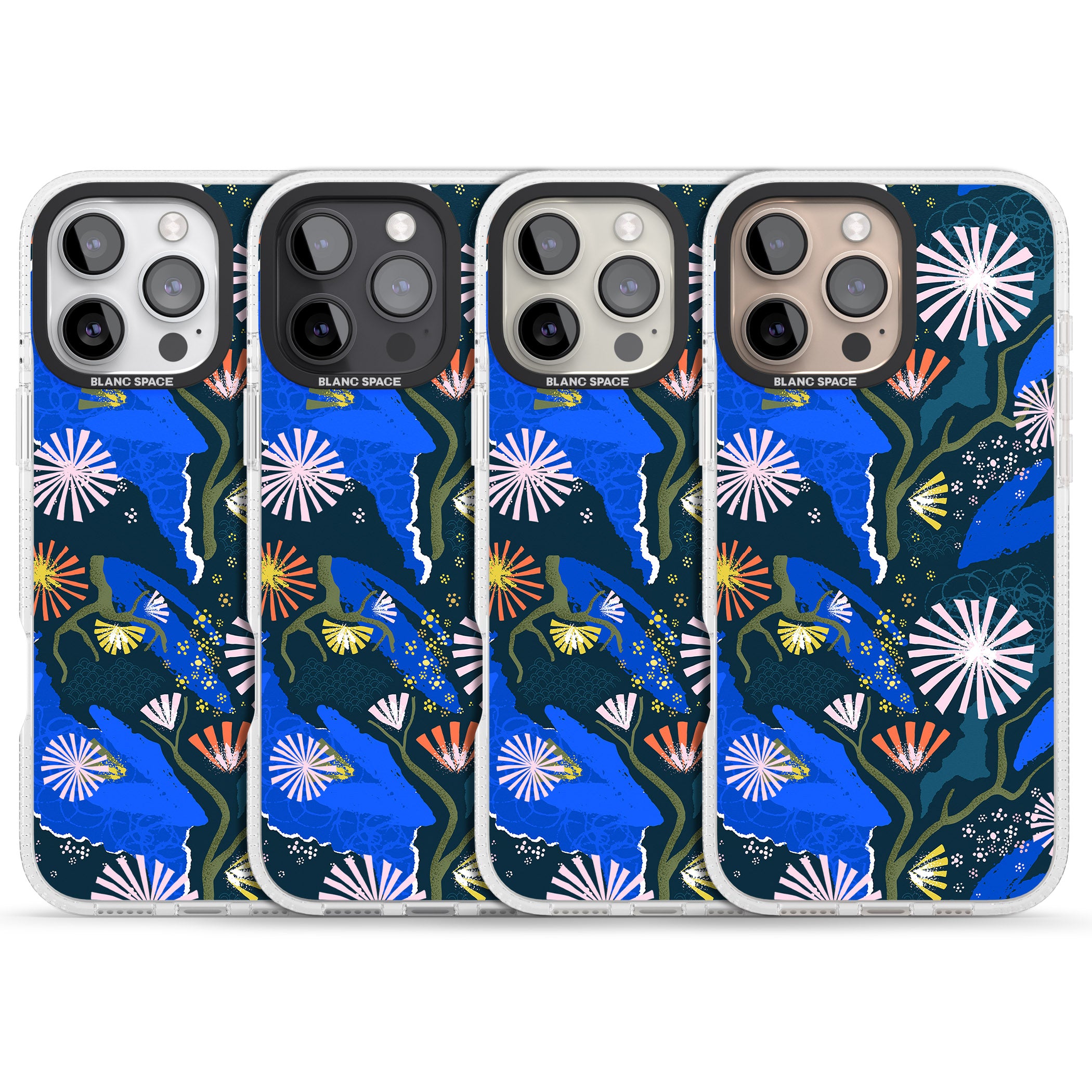 Dark Botanicals Abstract Pattern iPhone 16 Pro Max / 16 Pro Clear Case Impact Air - Blanc Space