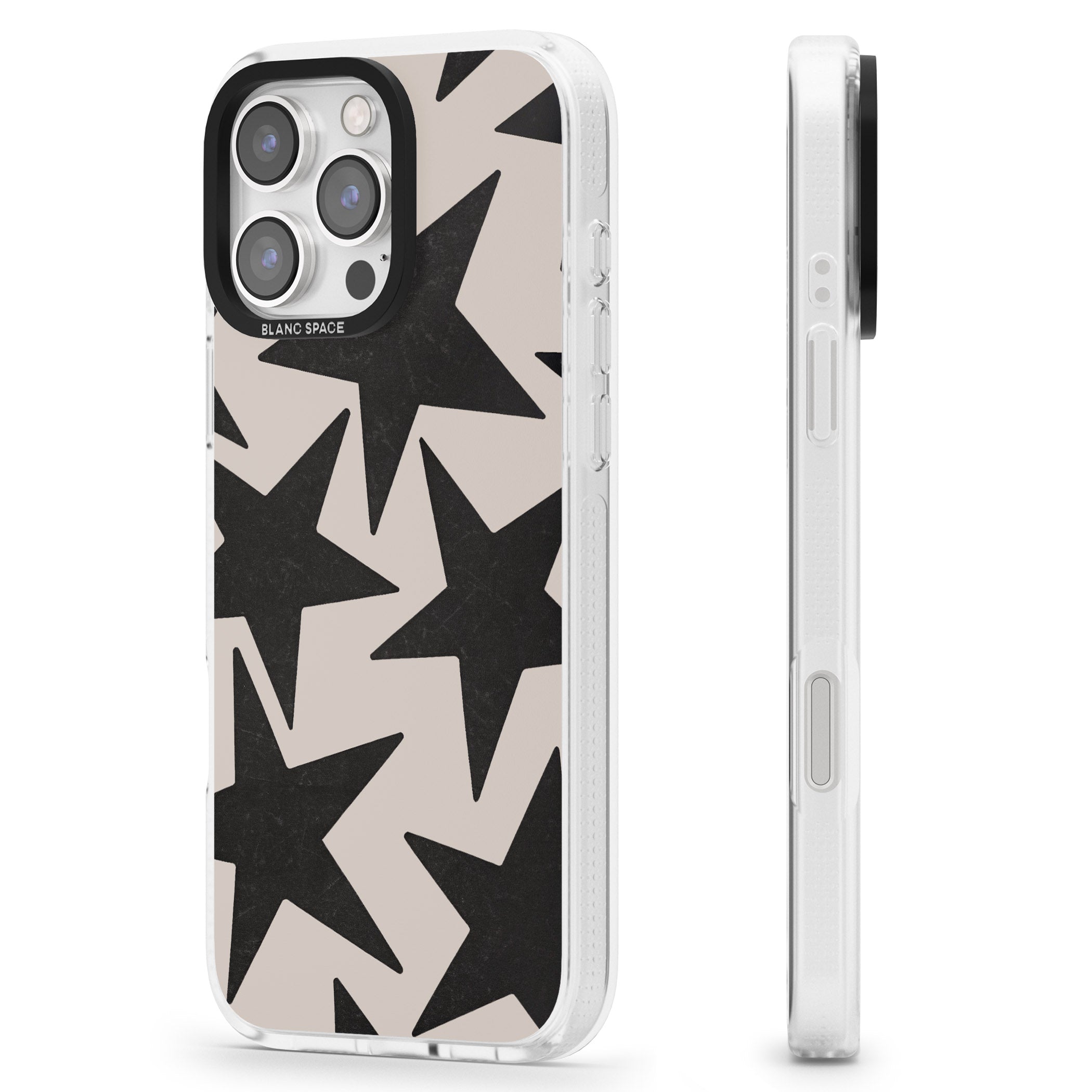 Black Superstars iPhone 16 Pro Max / 16 Pro Clear Case Impact Air - Blanc Space
