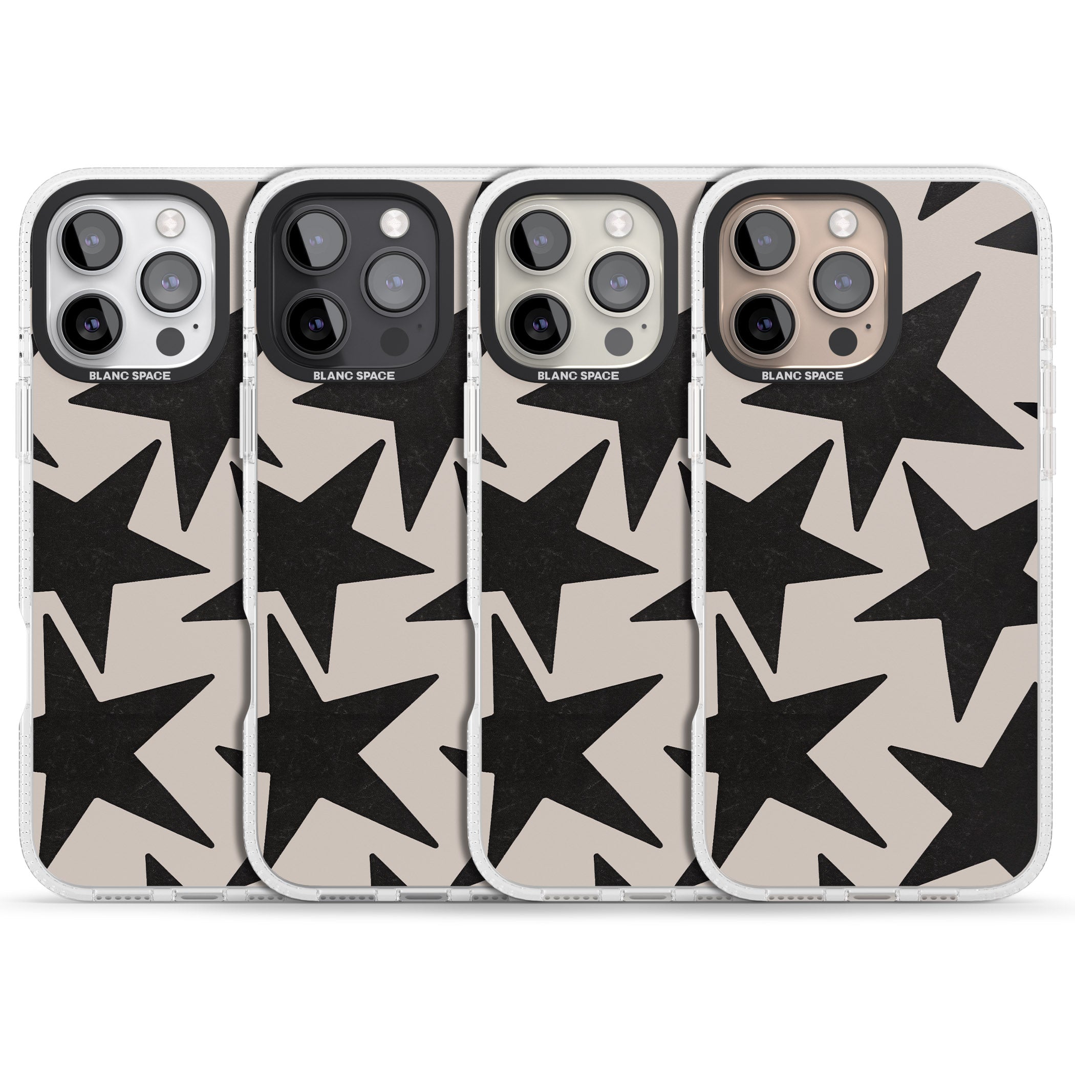 Black Superstars iPhone 16 Pro Max / 16 Pro Clear Case Impact Air - Blanc Space