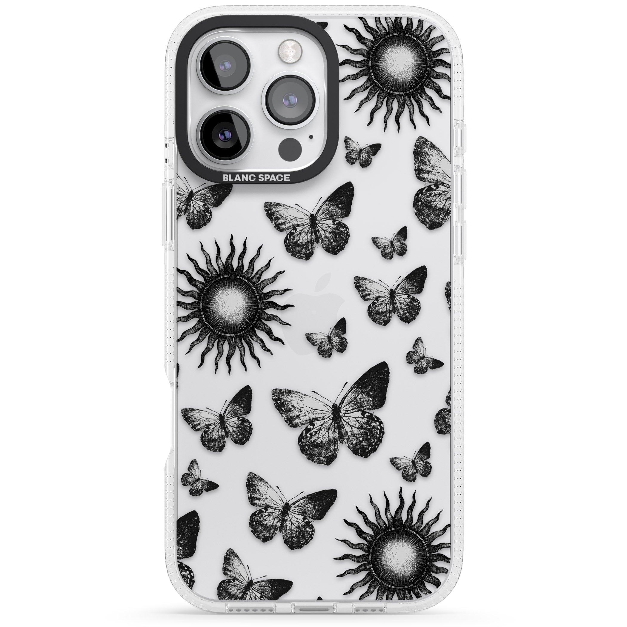 Butterflies & Suns iPhone 16 Pro Max / 16 Pro Clear Case Impact Air - Blanc Space