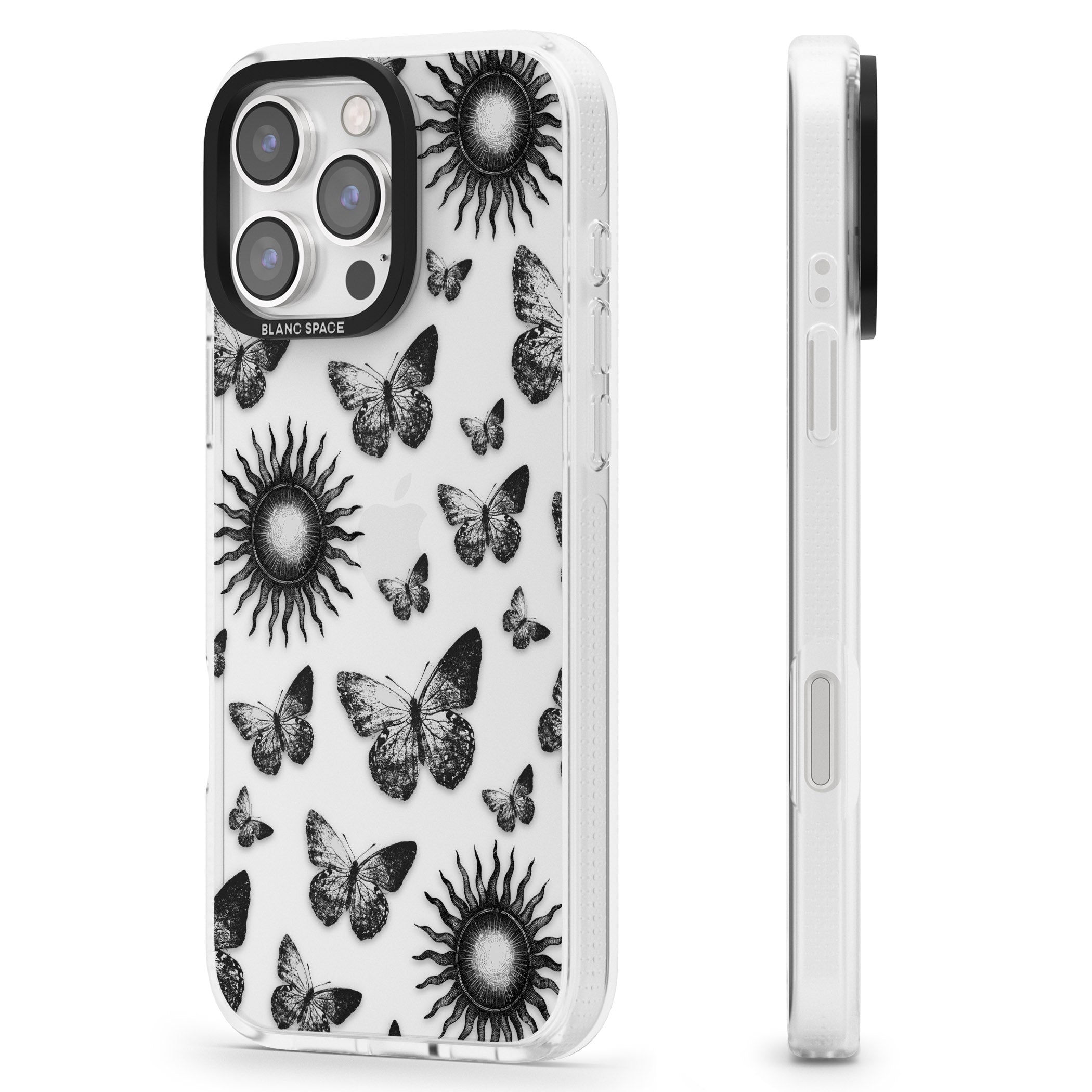 Butterflies & Suns iPhone 16 Pro Max / 16 Pro Clear Case Impact Air - Blanc Space