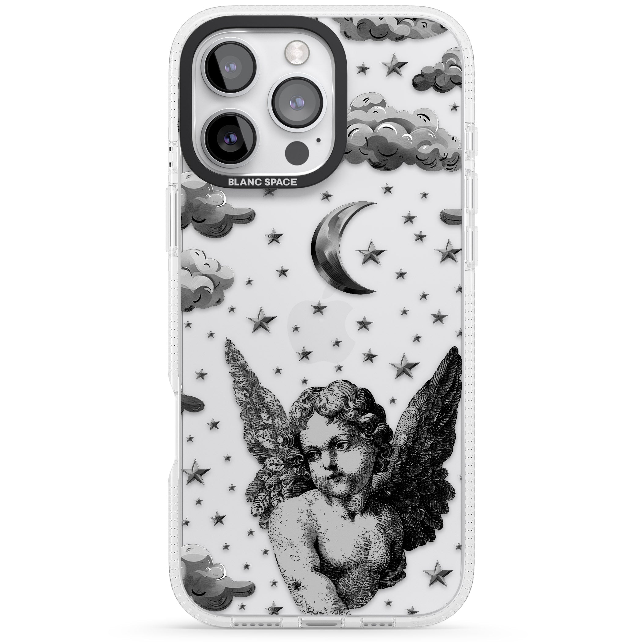 Celestial Cherub iPhone 16 Pro Max / 16 Pro Clear Case Impact Air - Blanc Space