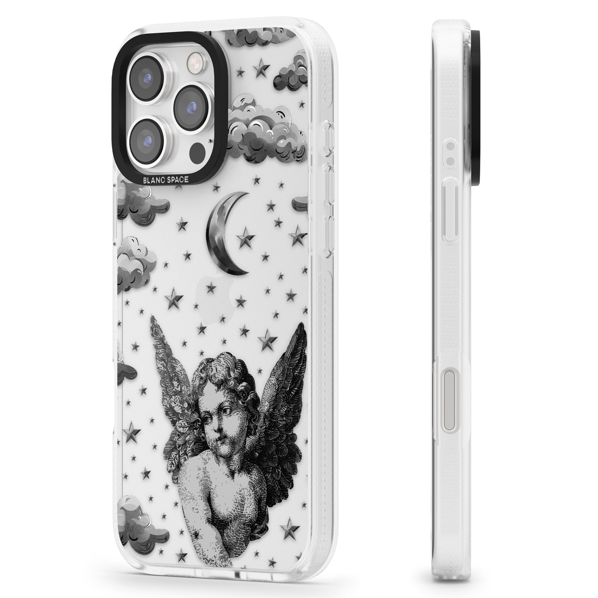 Celestial Cherub iPhone 16 Pro Max / 16 Pro Clear Case Impact Air - Blanc Space