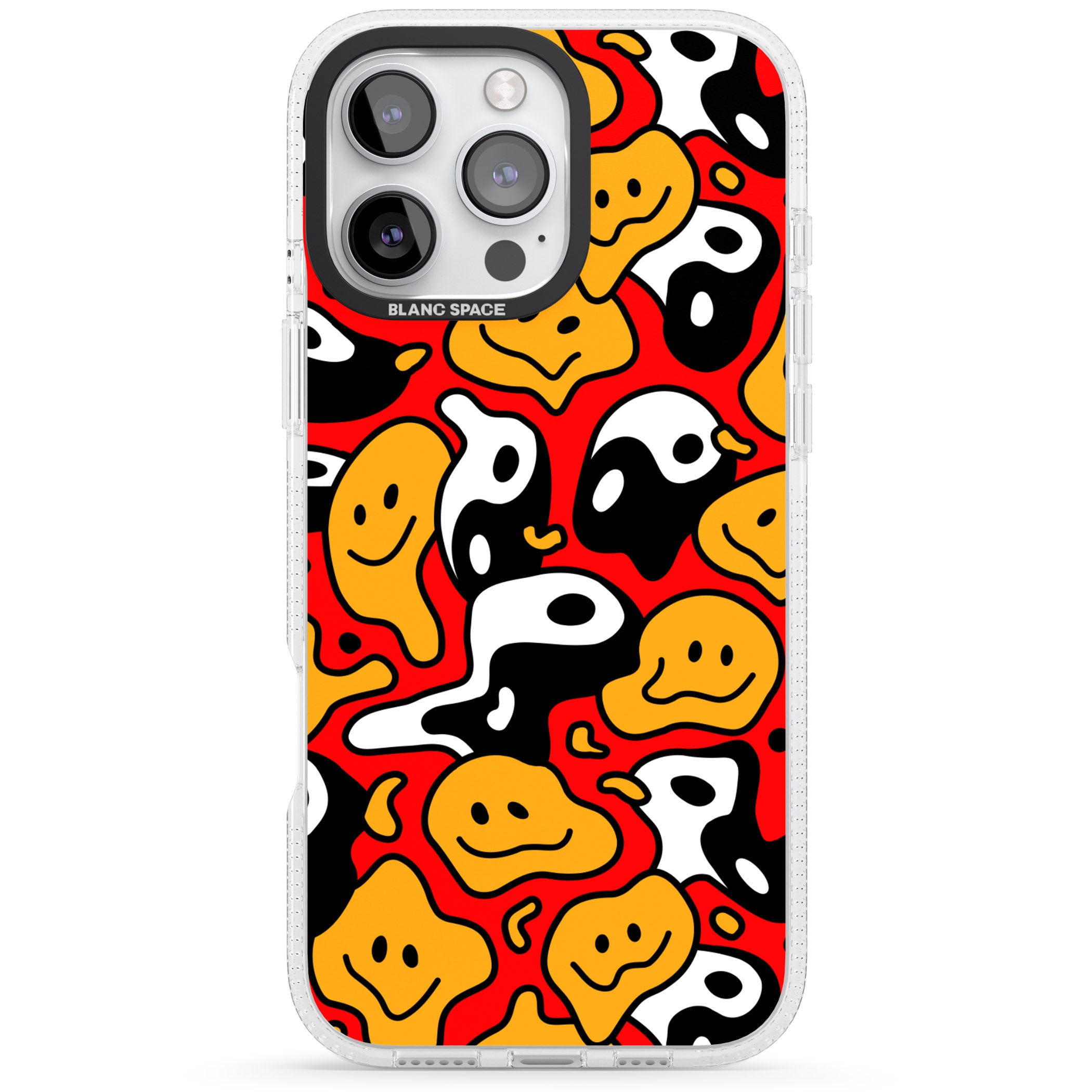 Yin Yang Acid Face iPhone 16 Pro Max / 16 Pro Clear Case Impact Air - Blanc Space