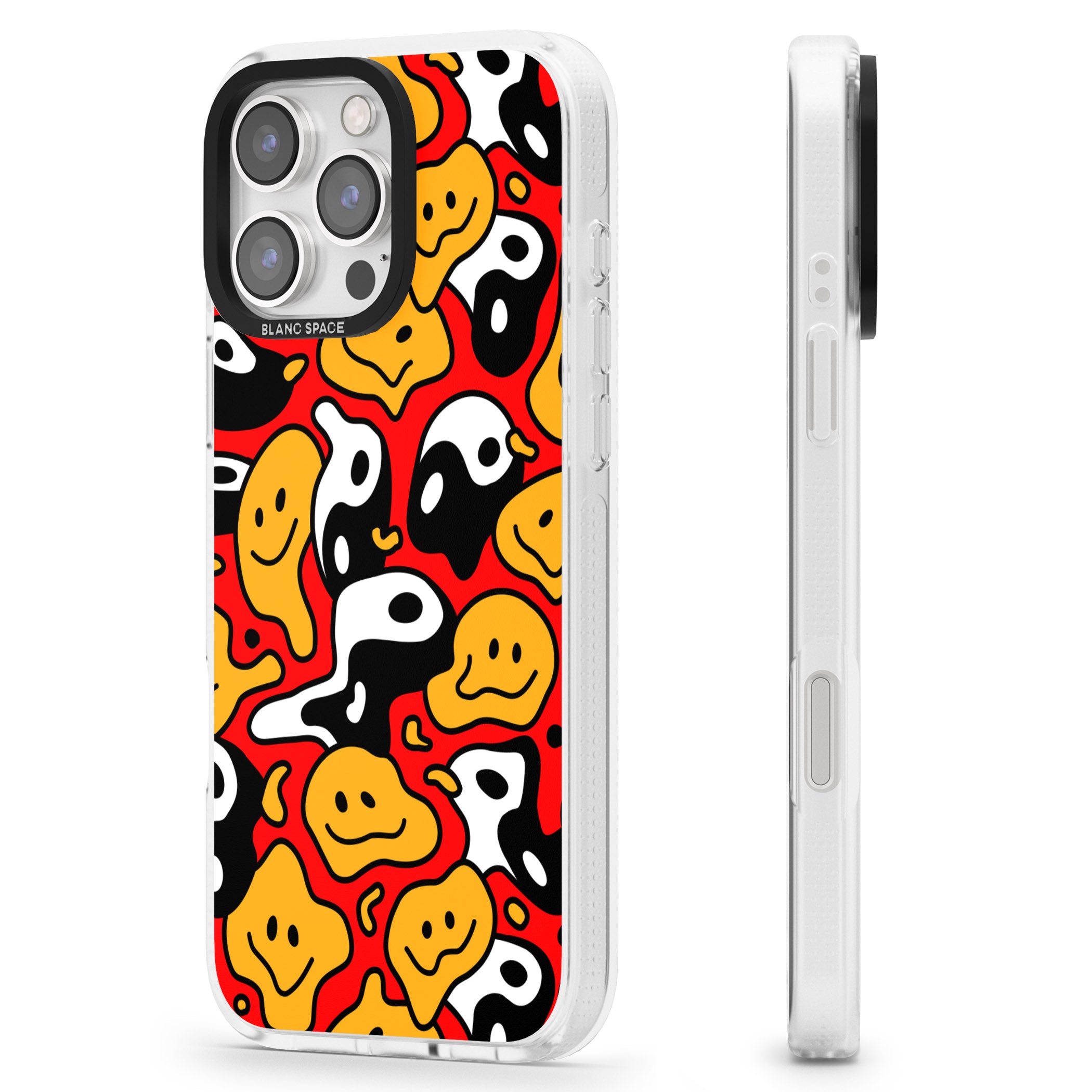 Yin Yang Acid Face iPhone 16 Pro Max / 16 Pro Clear Case Impact Air - Blanc Space