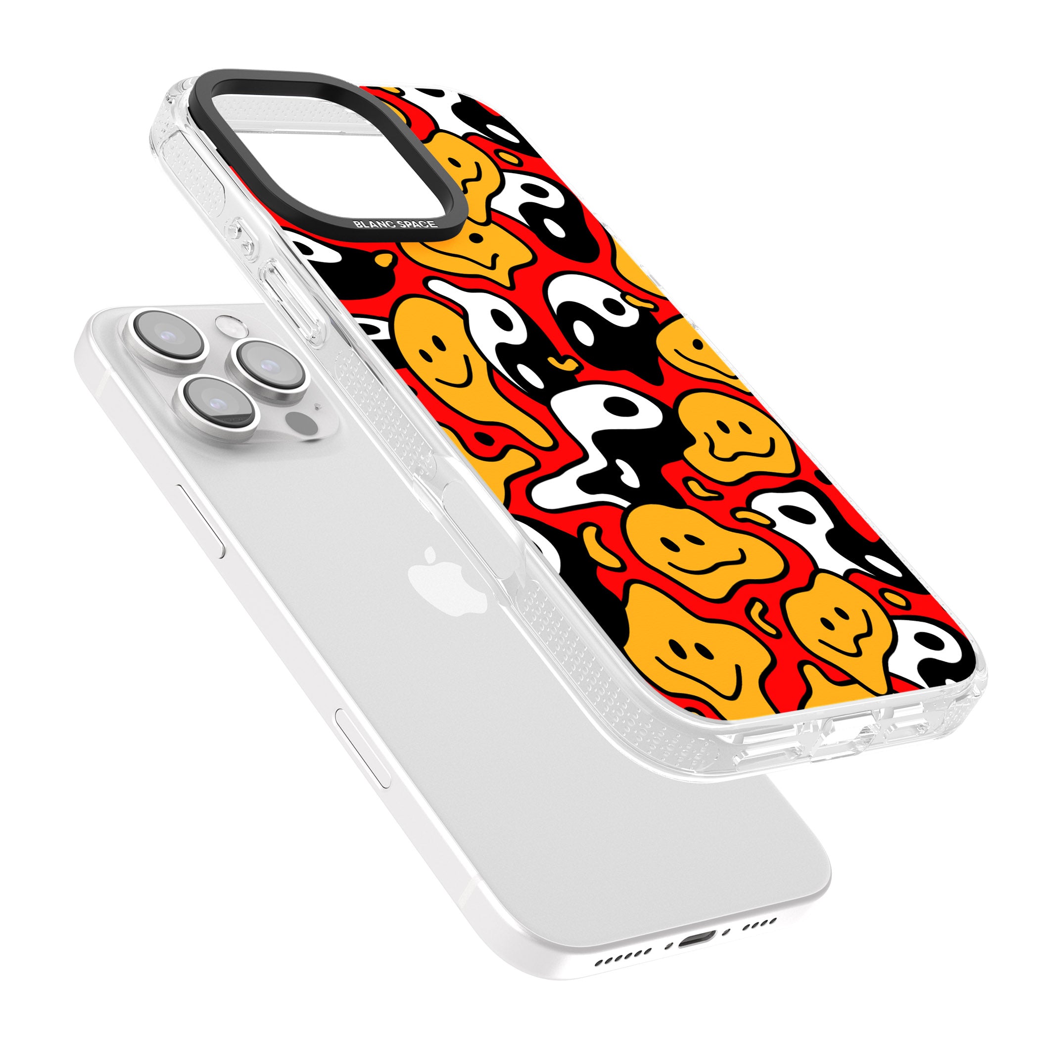 Yin Yang Acid Face iPhone 16 Pro Max / 16 Pro Clear Case Impact Air - Blanc Space