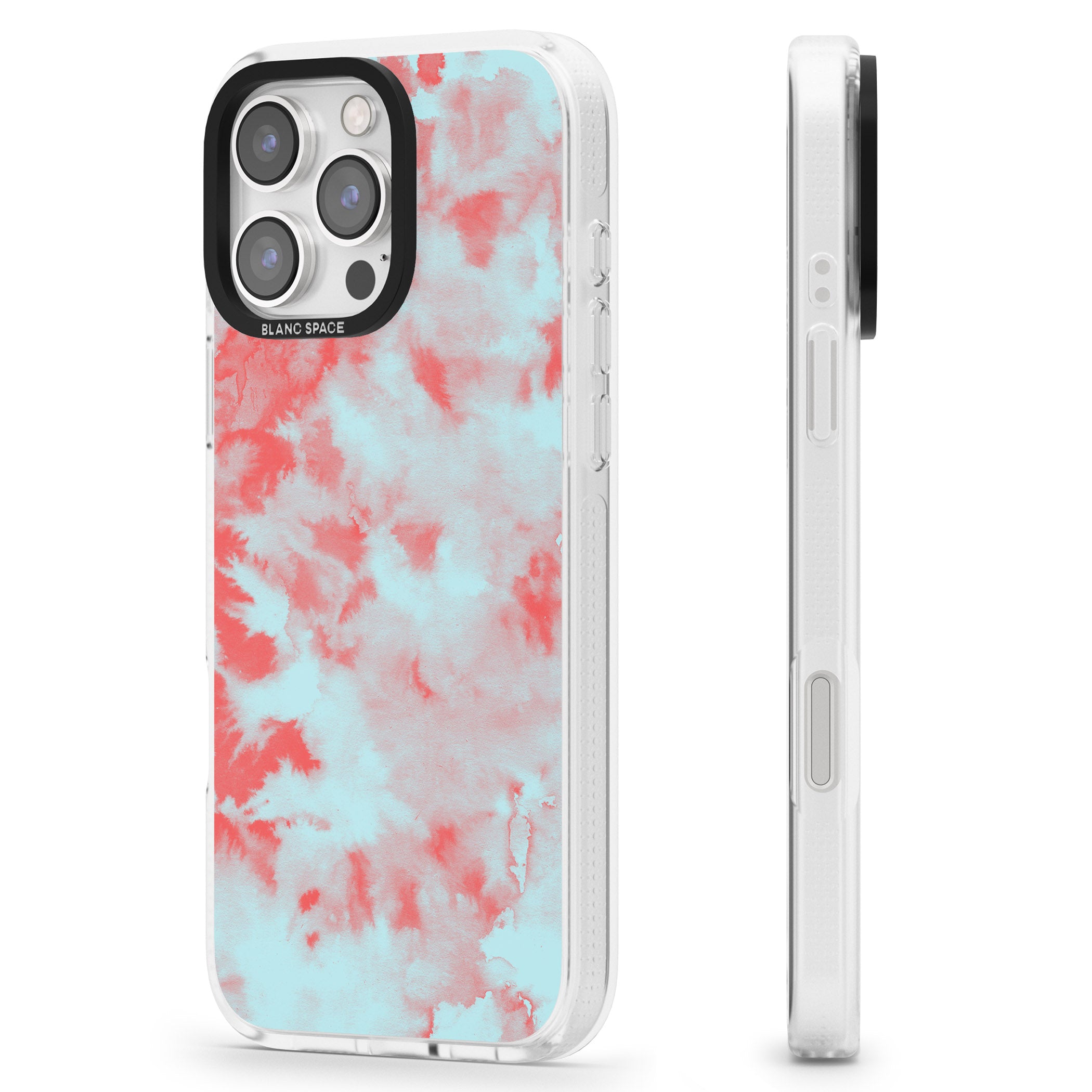 Red & Blue Acid Wash Tie-Dye Pattern iPhone 16 Pro Max / 16 Pro Clear Case Impact Air - Blanc Space