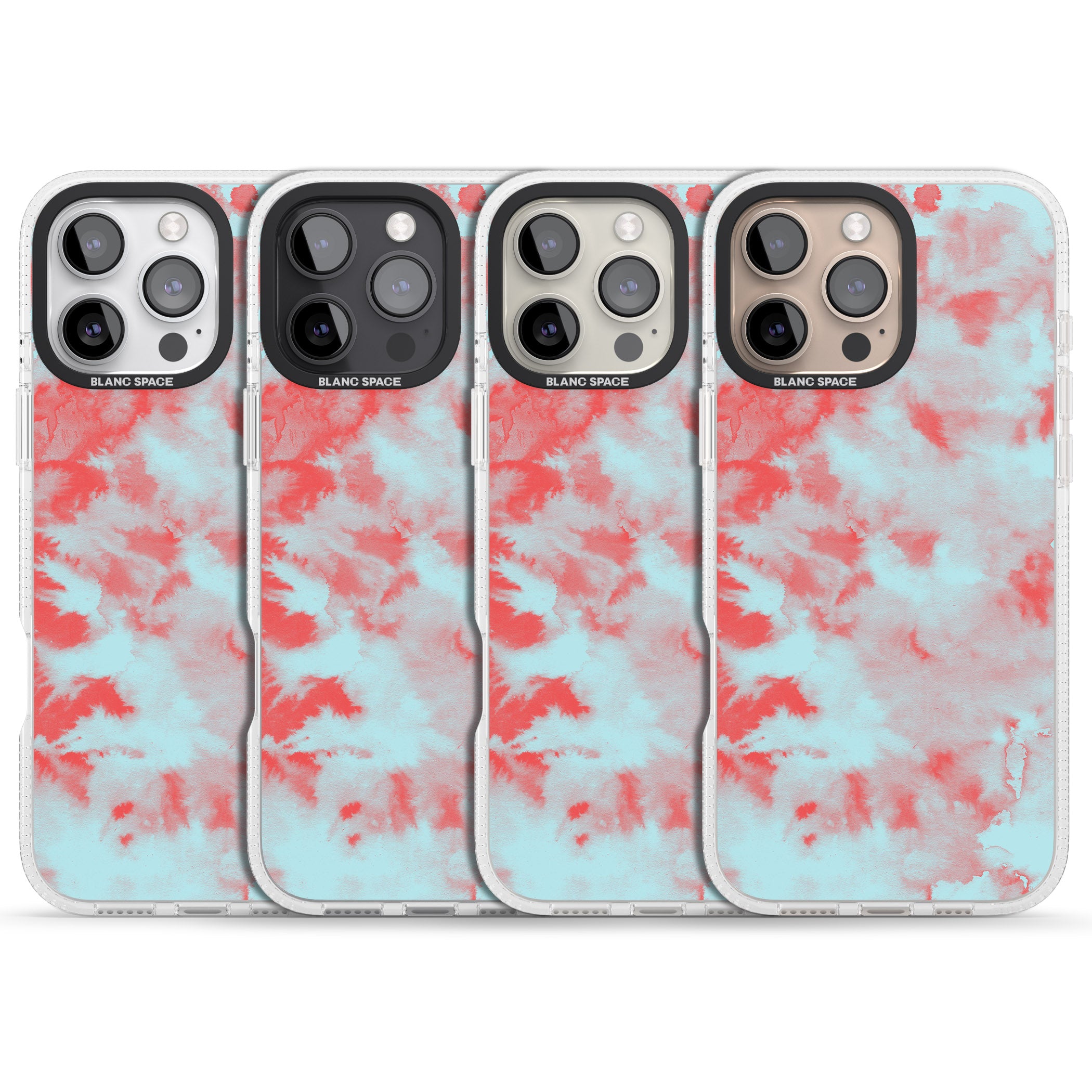 Red & Blue Acid Wash Tie-Dye Pattern iPhone 16 Pro Max / 16 Pro Clear Case Impact Air - Blanc Space