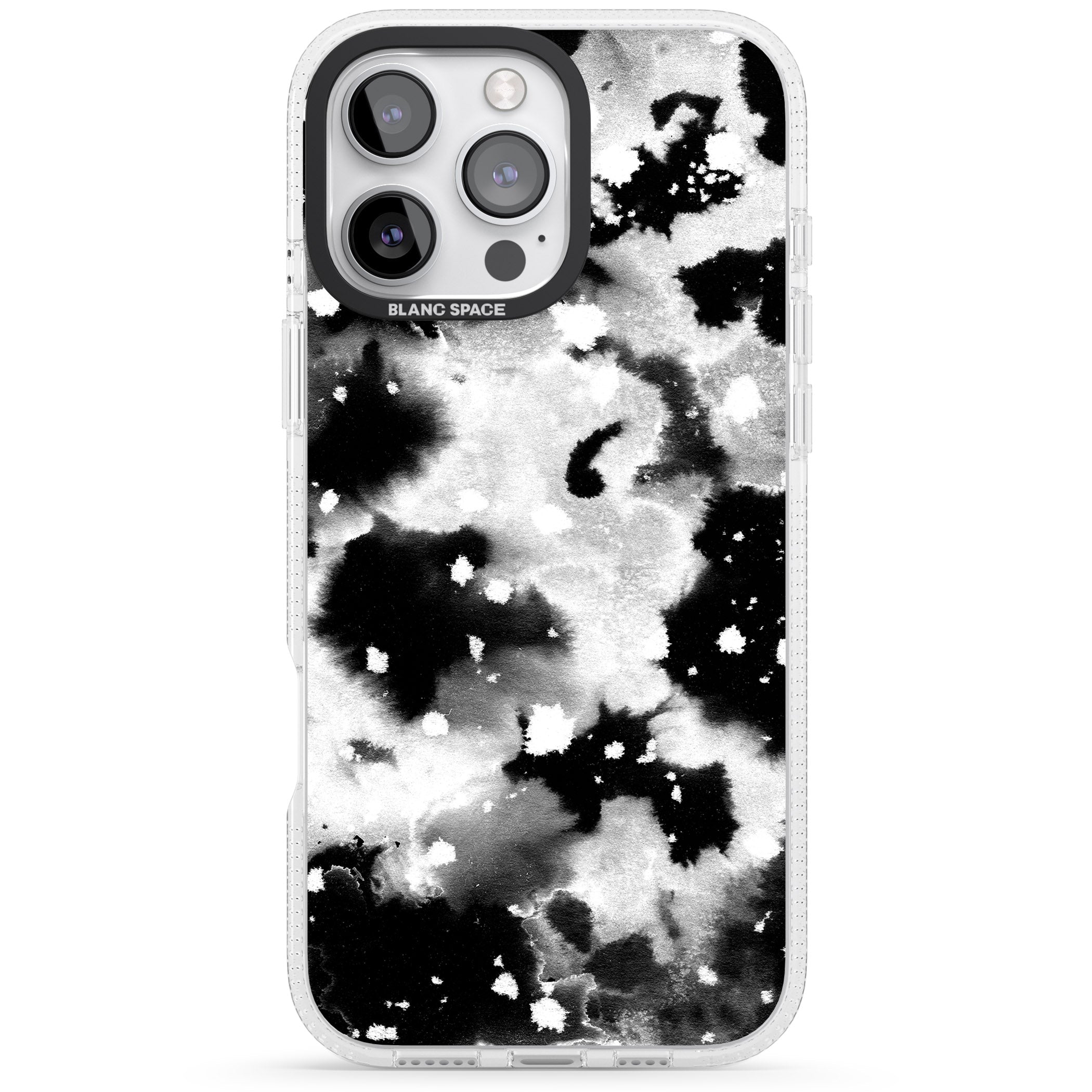 Black & White Acid Wash Tie-Dye Pattern iPhone 16 Pro Max / 16 Pro Clear Case Impact Air - Blanc Space