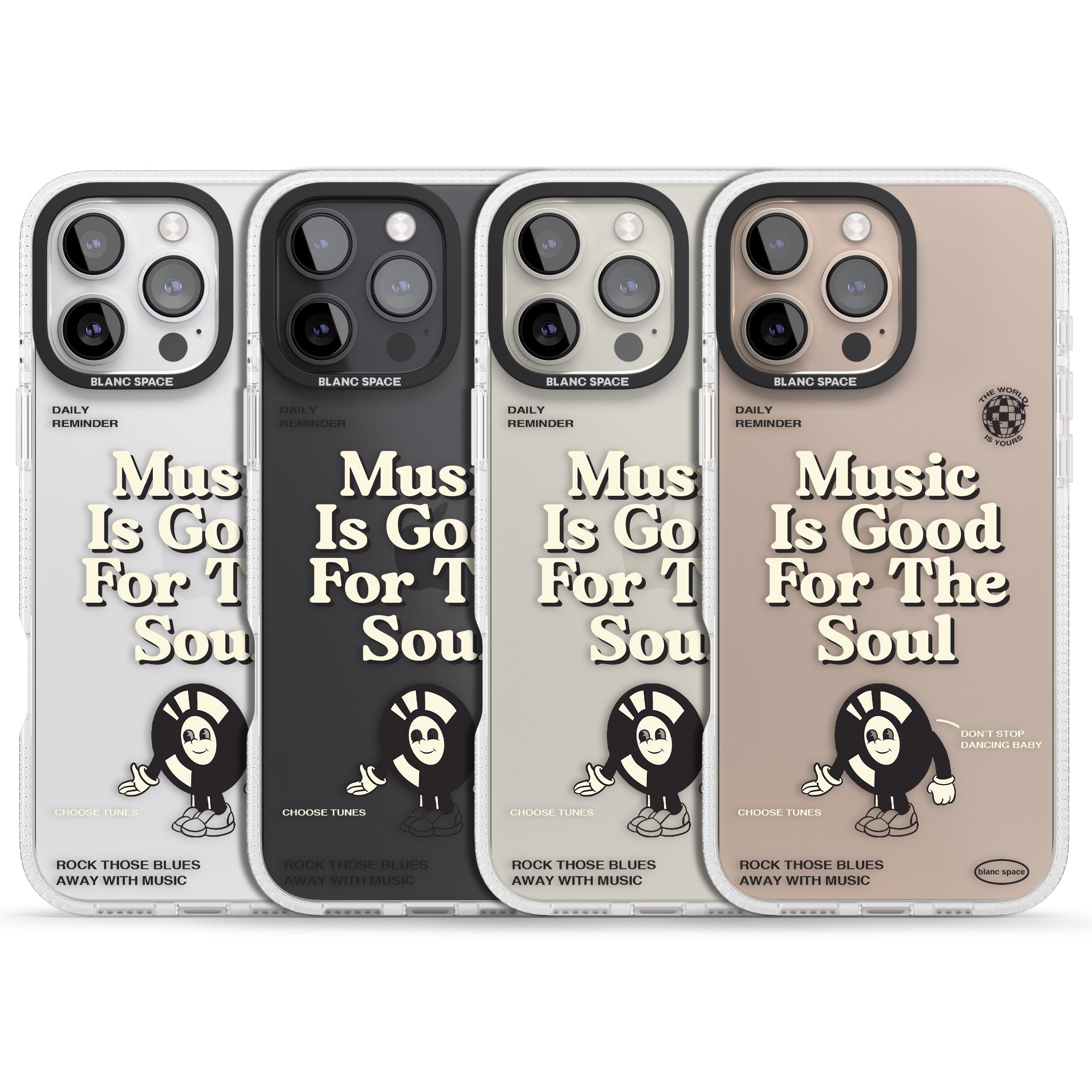 Music Is Good For The Soul iPhone 16 Pro Max / 16 Pro Clear Case Impact Air - Blanc Space