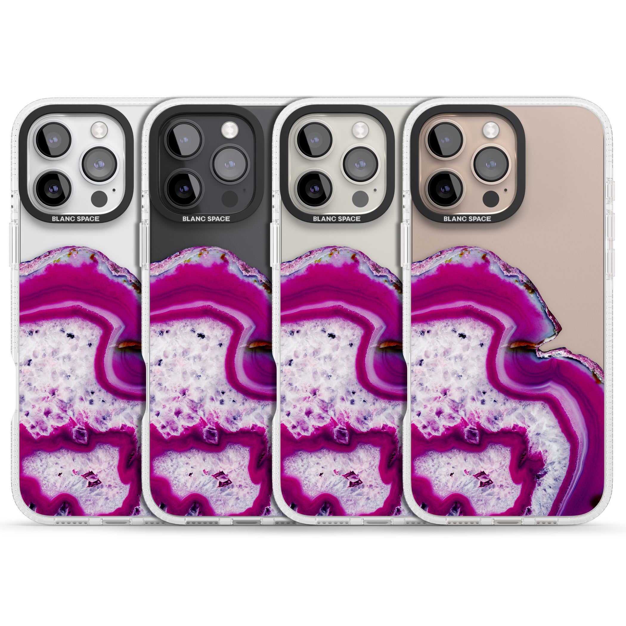 Violet & White Swirl Agate Crystal Clear Design iPhone 16 Pro Max / 16 Pro Clear Case Impact Air - Blanc Space
