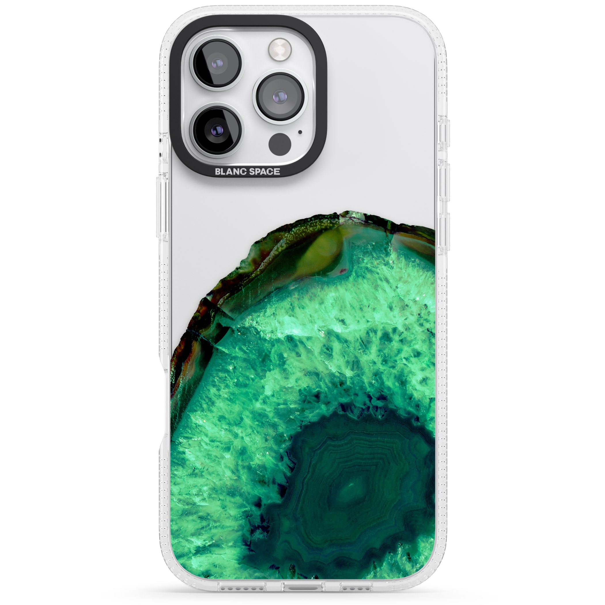 Emerald Green Gemstone Crystal Clear Design iPhone 16 Pro Max / 16 Pro Clear Case Impact Air - Blanc Space