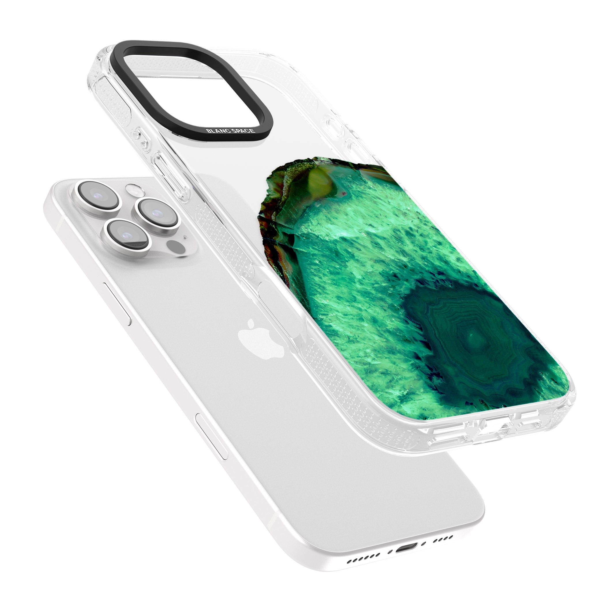 Emerald Green Gemstone Crystal Clear Design iPhone 16 Pro Max / 16 Pro Clear Case Impact Air - Blanc Space