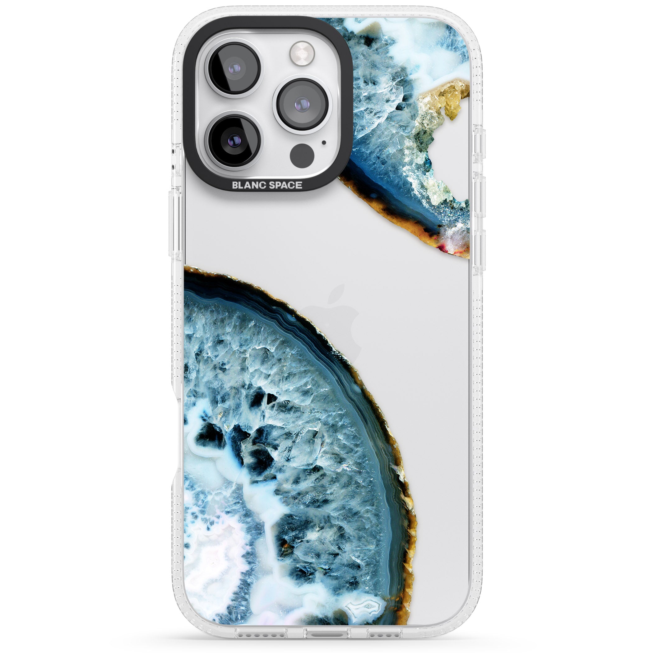 Blue, White & Yellow Agate Gemstone iPhone 16 Pro Max / 16 Pro Clear Case Impact Air - Blanc Space