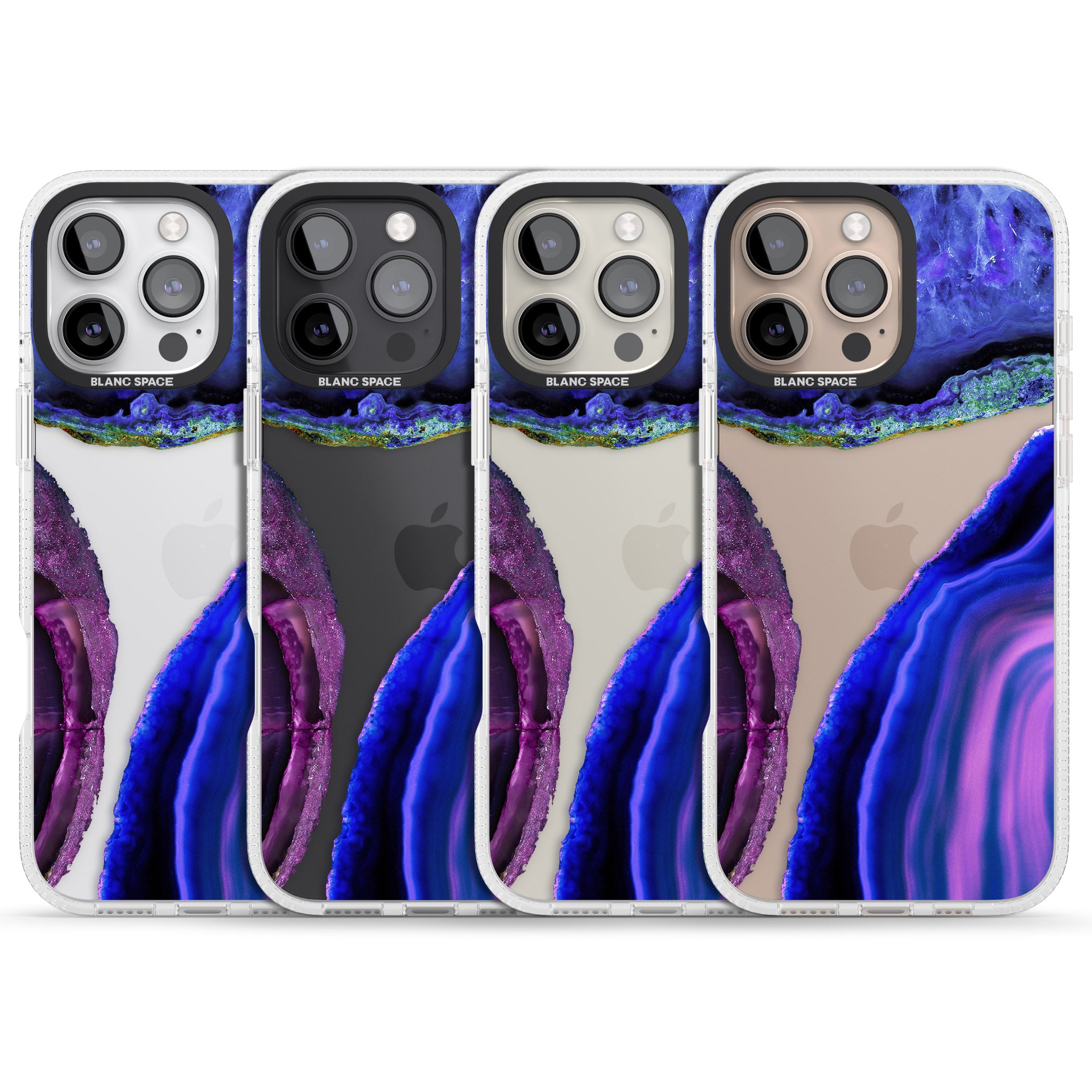Purple & Blue Agate Gemstone Clear Design iPhone 16 Pro Max / 16 Pro Clear Case Impact Air - Blanc Space