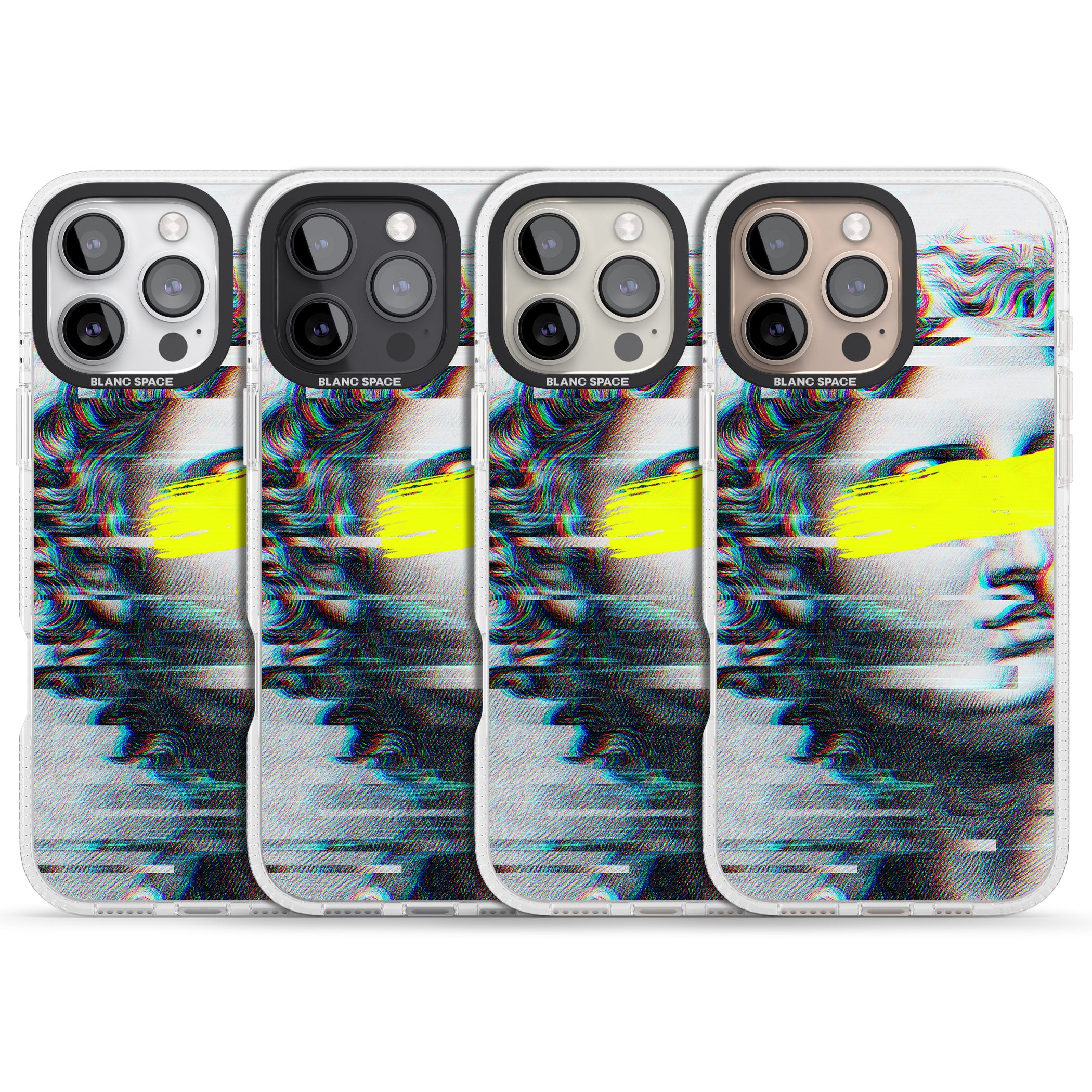 GLITCHED FRAGMENT iPhone 16 Pro Max / 16 Pro Clear Case Impact Air - Blanc Space