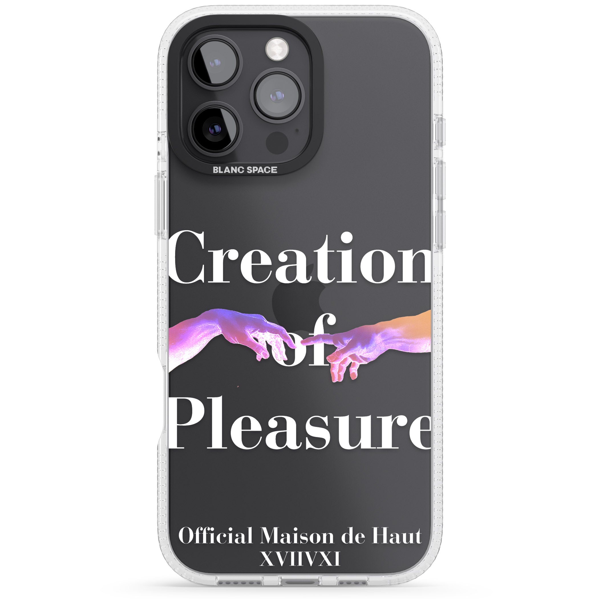 Creation of Pleasure iPhone 16 Pro Max / 16 Pro Clear Case Impact Air - Blanc Space