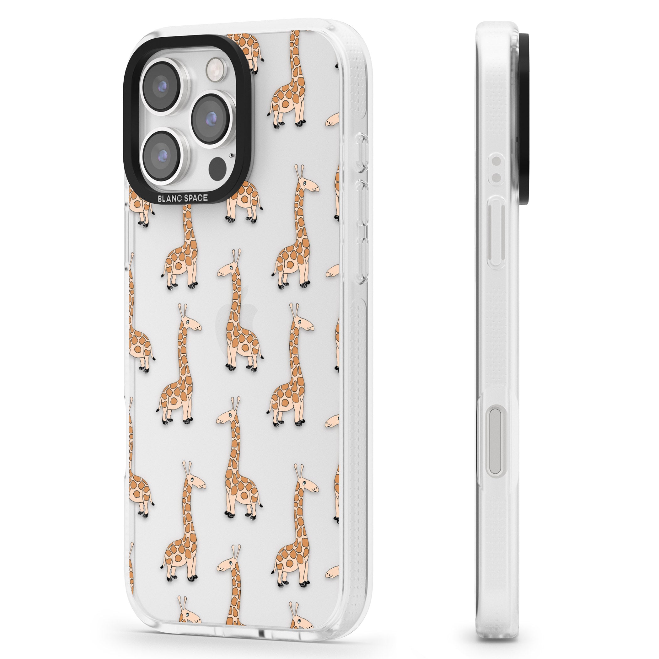 Cute Giraffe Pattern Clear iPhone 16 Pro Max / 16 Pro Clear Case Impact Air - Blanc Space