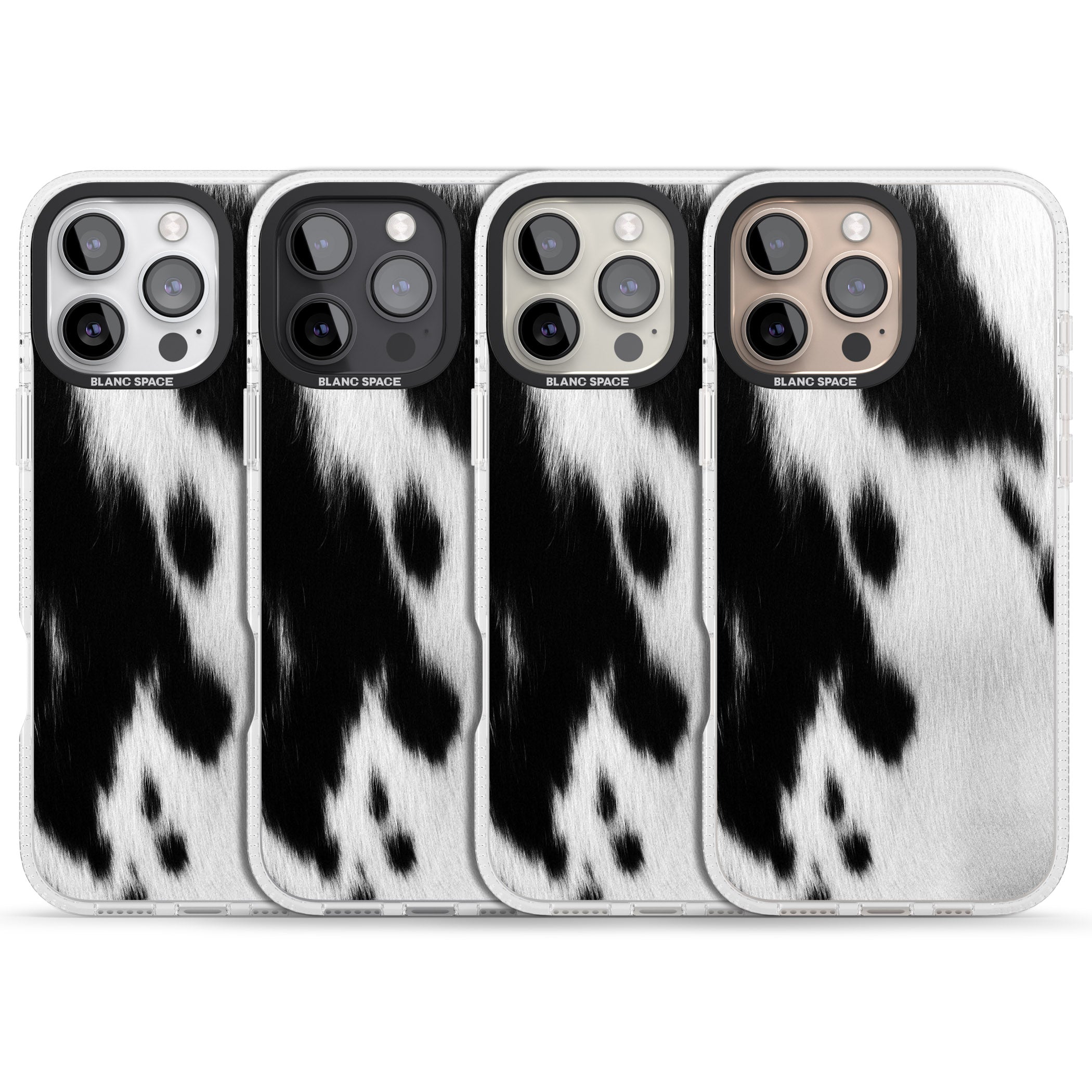 Designer Fashion Cowhide iPhone 16 Pro Max / 16 Pro Clear Case Impact Air - Blanc Space