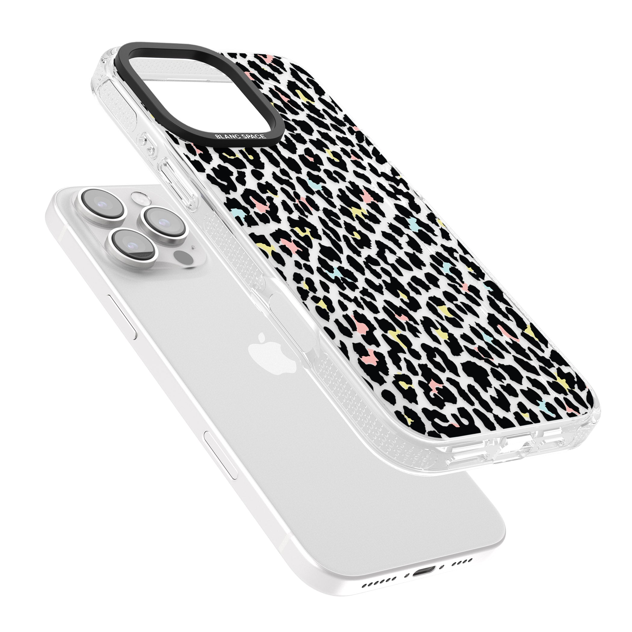 Mixed Pastels Leopard Print - Transparent iPhone 16 Pro Max / 16 Pro Clear Case Impact Air - Blanc Space